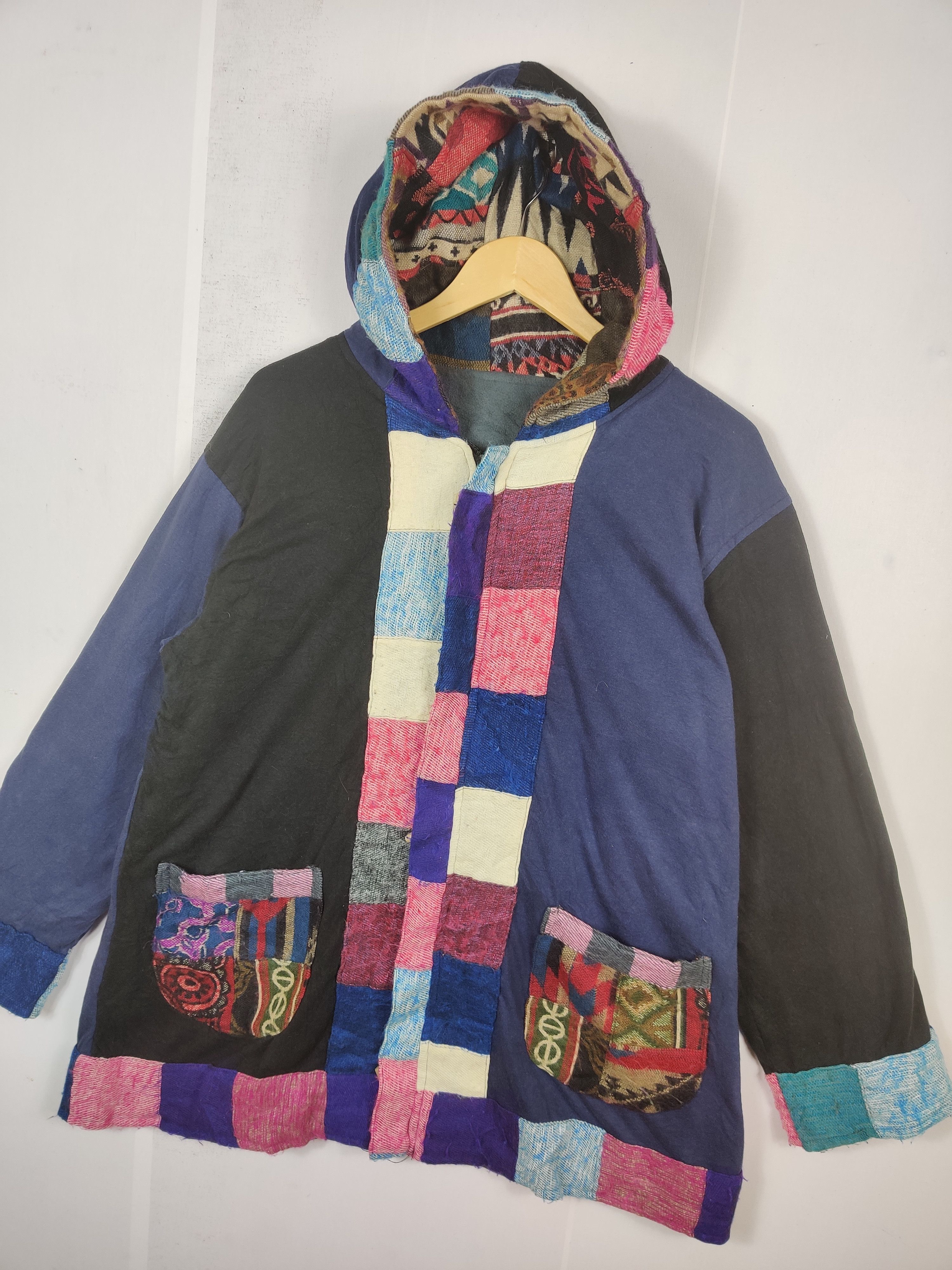 Japanese Brand Vintage Patchwork Zip Up Hooded Navajo Size US L / EU 52-54 / 3 - 2 Thumbnail