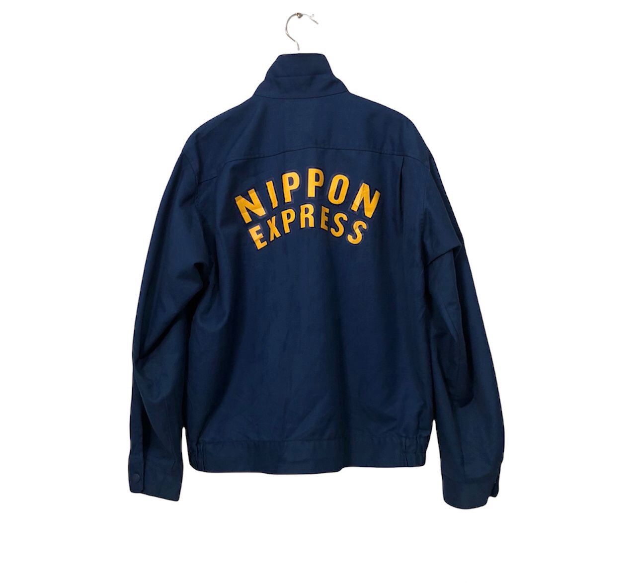 image of Vintage Nippon Express Spell Out Big Logo Zipper Ups Jacket in Blue, Men's (Size Small)