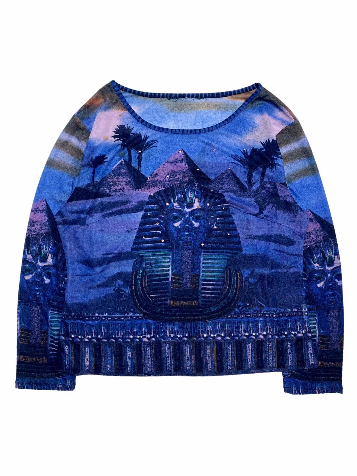 image of 20471120 x Beauty Beast Sold Yuppie Ladies - Egyptian Night Pharaoh Mesh Top in Blue, Women's (Size