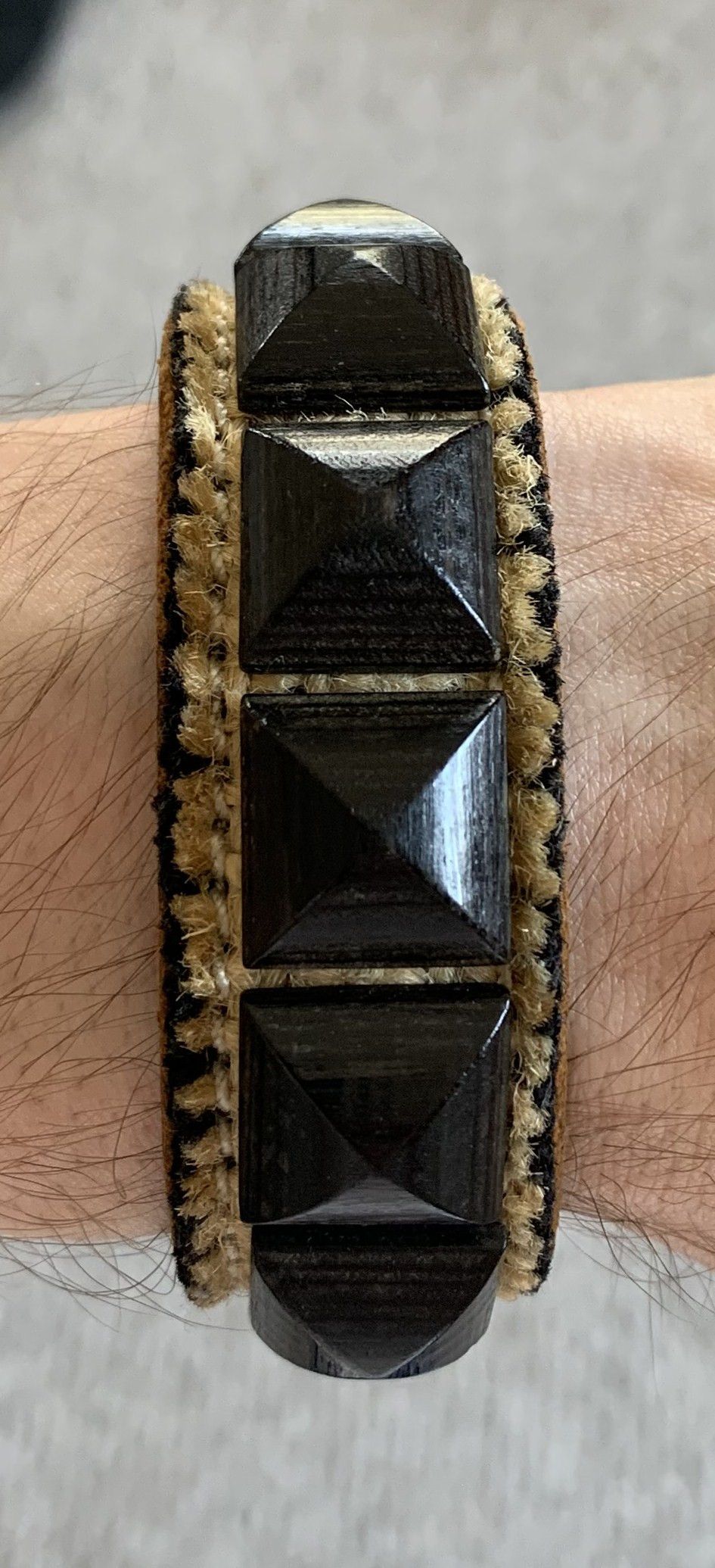 image of S/s 2003 Undercover "scab" Studded Leather Bracelet in Brown/Black, Men's