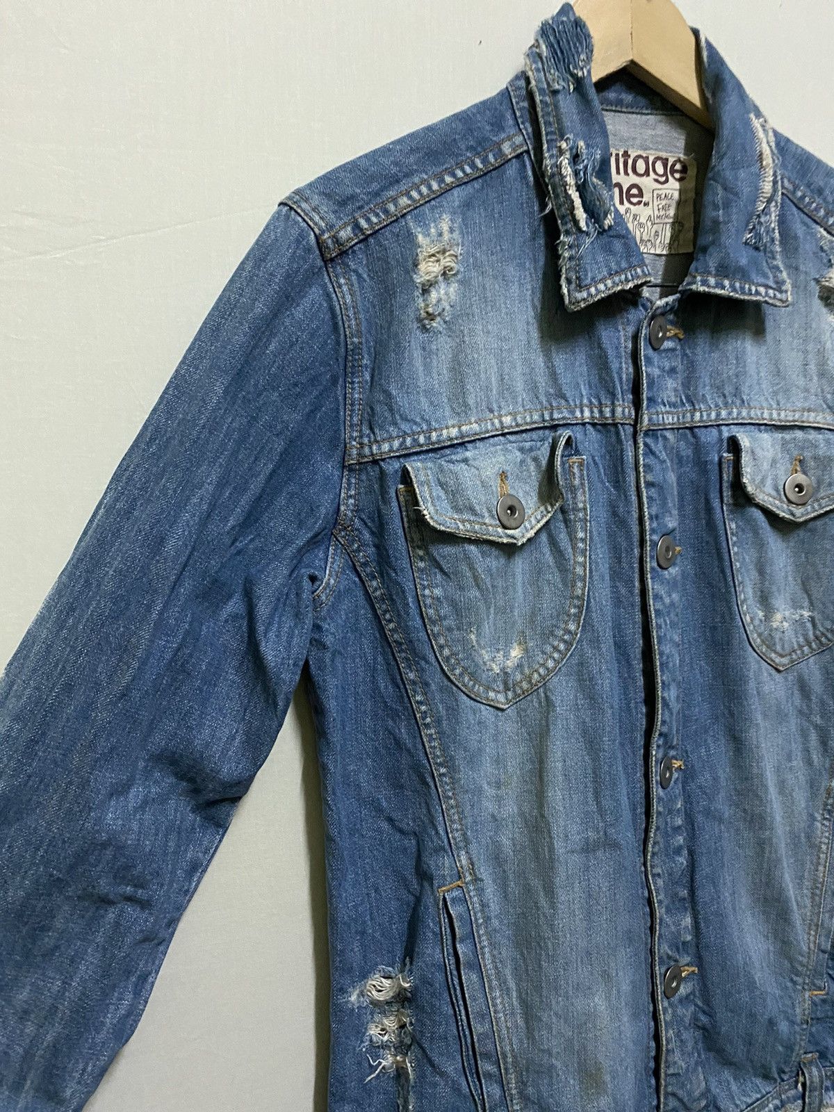 Japanese Brand Heritage Stone Trucker Thrashed Jacket Distressed Size US L / EU 52-54 / 3 - 2 Thumbnail