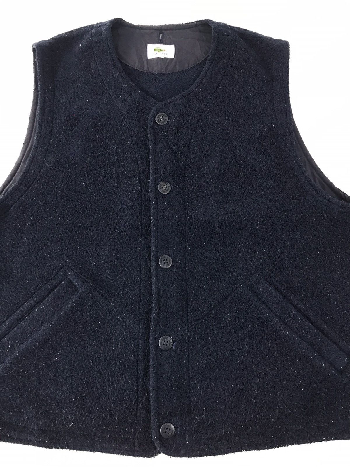 Japanese Brand × Lacoste × Vintage Lacoste Dark Blue Insulated Wool Fleece Vest K1111j Size US XL / EU 56 / 4 - 2 Thumbnail