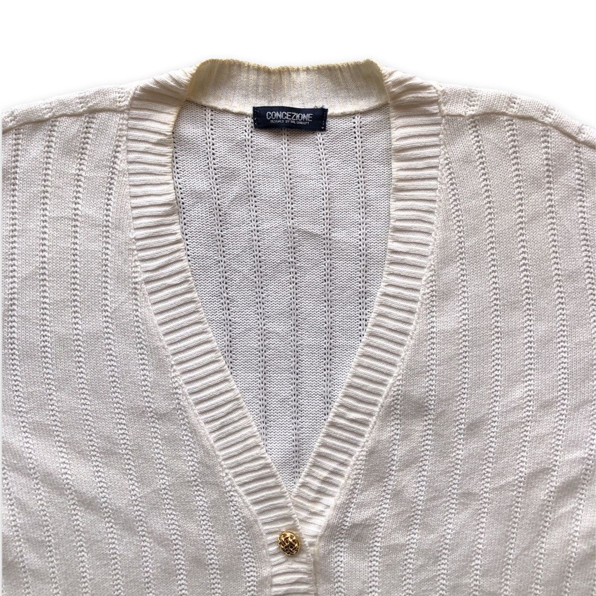 Japanese Brand Vintage 90's Knit Cardigan Gold Button by Concezione Size US L / EU 52-54 / 3 - 2 Thumbnail