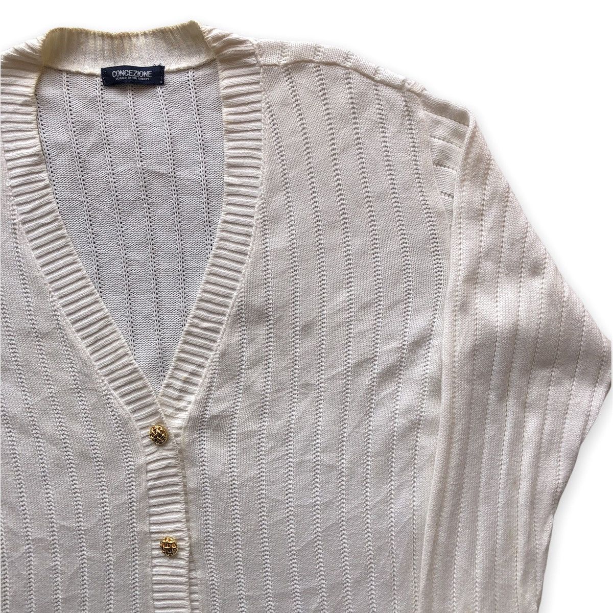 Japanese Brand Vintage 90's Knit Cardigan Gold Button by Concezione Size US L / EU 52-54 / 3 - 3 Thumbnail