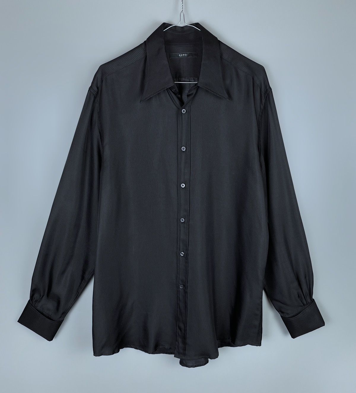 Pre-owned Gucci X Tom Ford Vintage Gucci Tom Ford Era Mafia Silk Striped Shirt Size M In Black