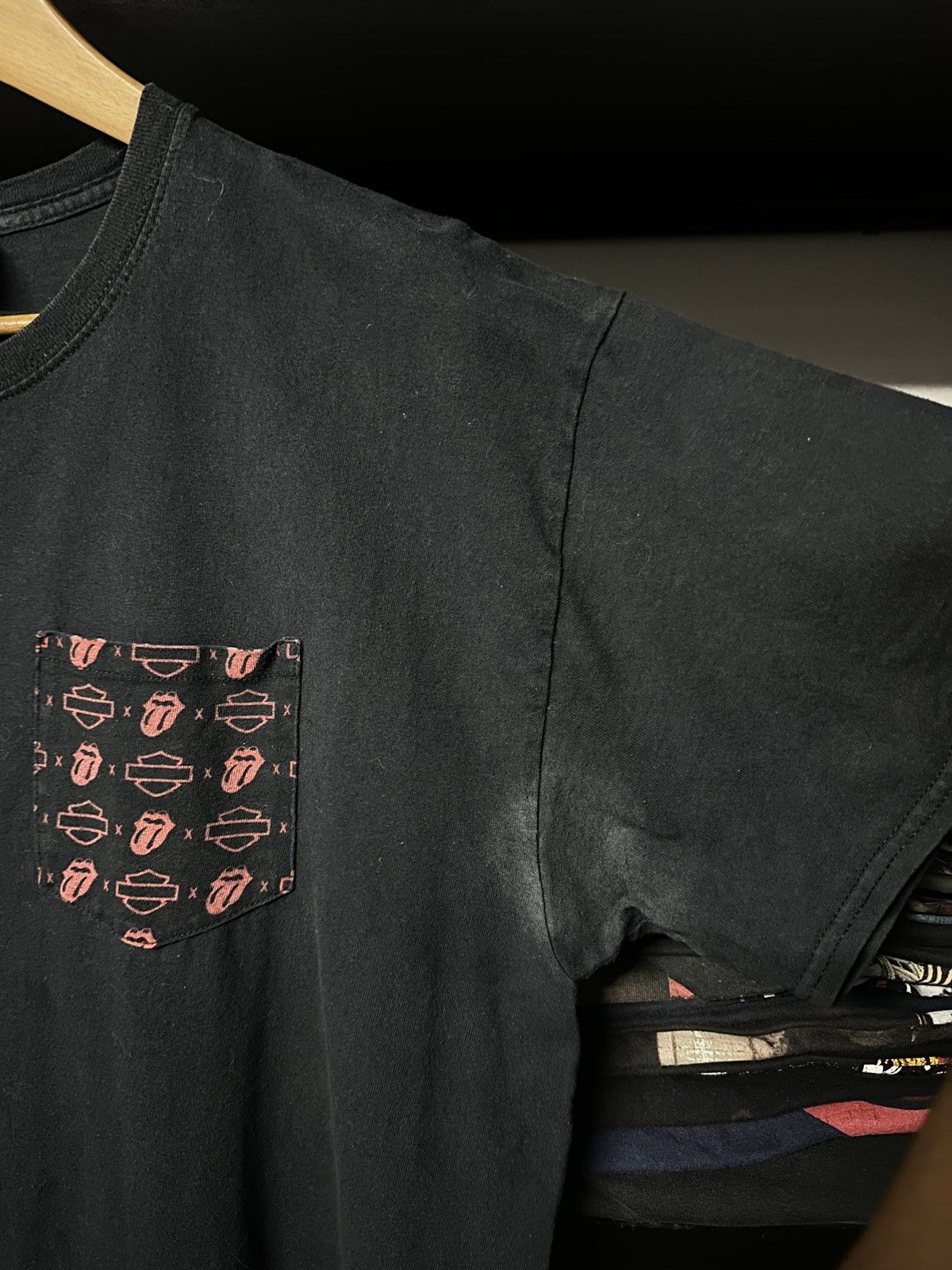 Harley Davidson × The Rolling Stones × Vintage Vintage Rolling Stone X Harley Davidson Pocket Faded Tee Size US XL / EU 56 / 4 - 8 Thumbnail