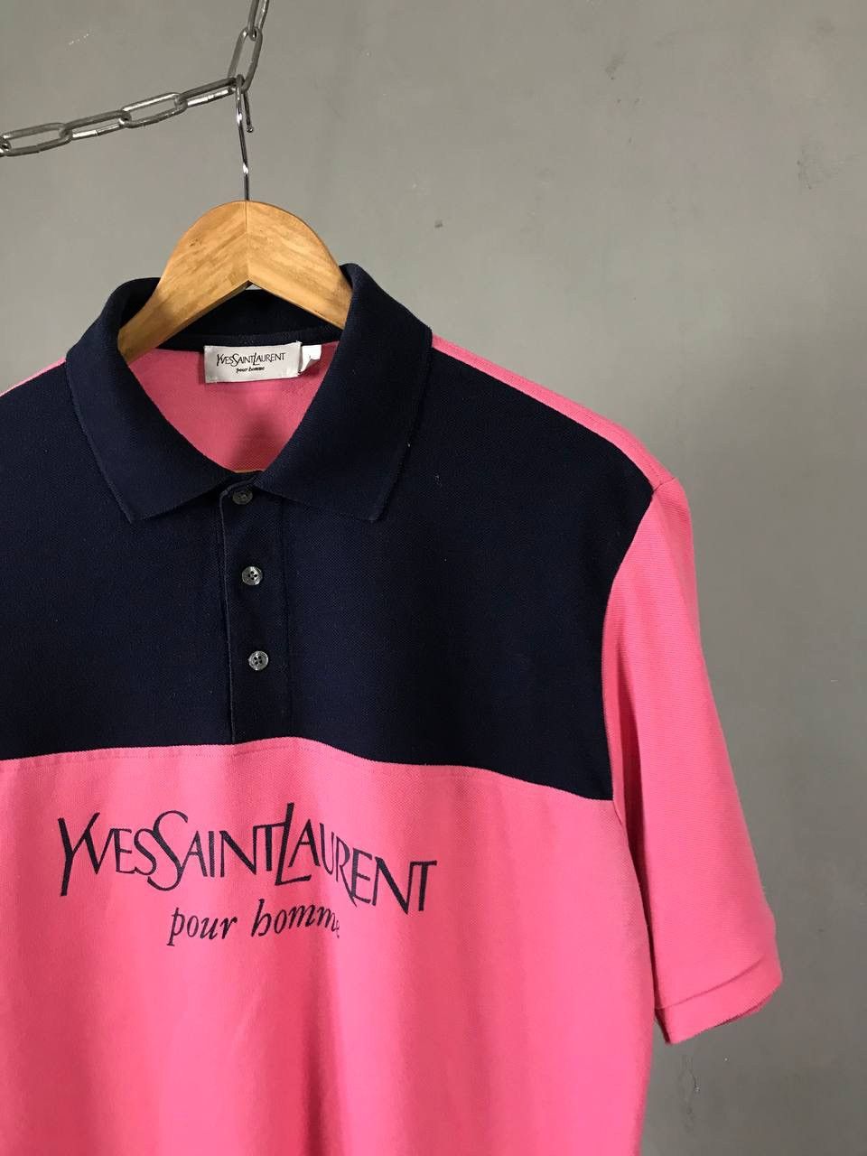 Yves Saint Laurent YSL Yves Saint Laurent luxury big logo polo tee Size US L / EU 52-54 / 3 - 2 Thumbnail