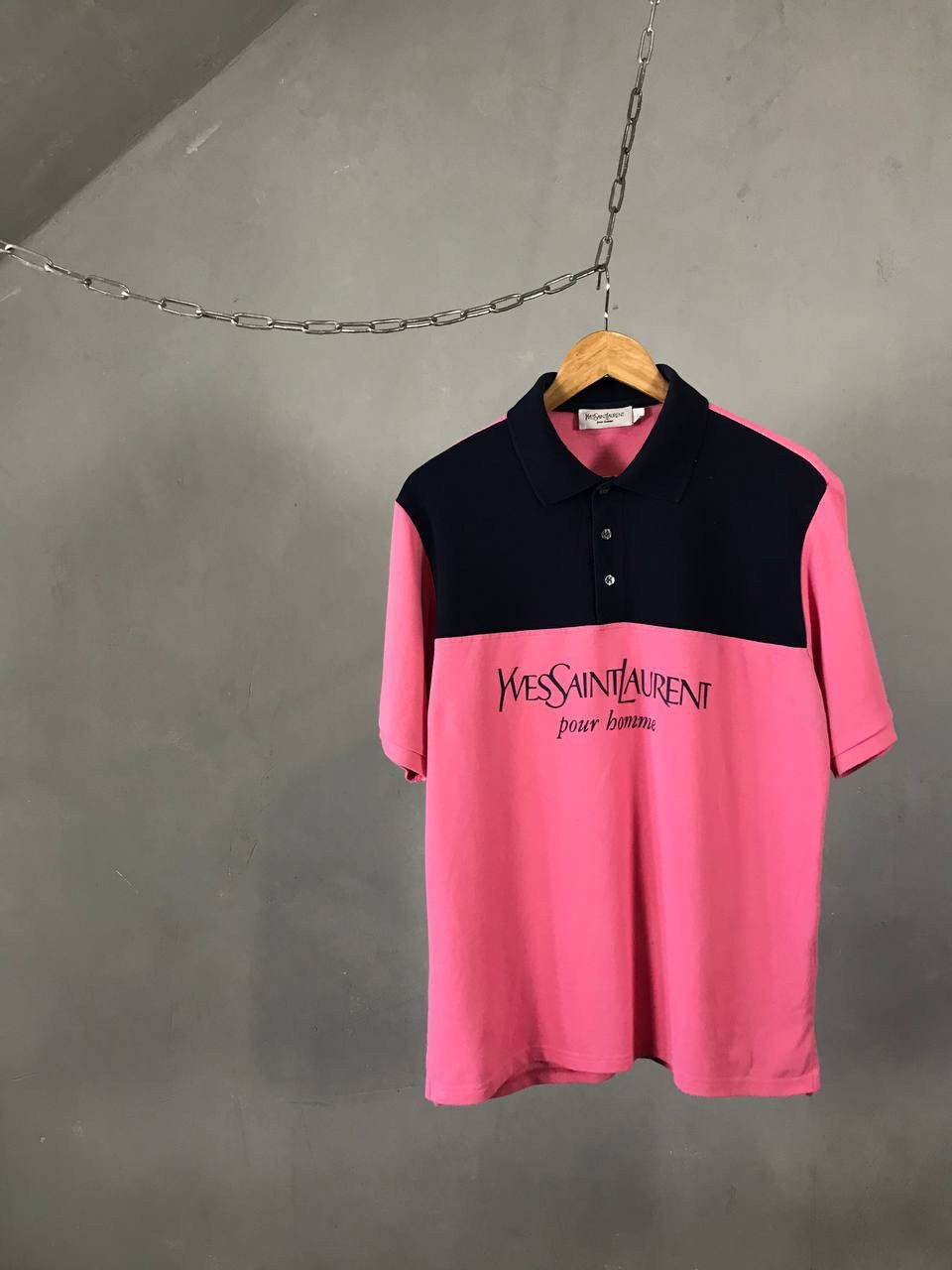 YSL Yves Saint Laurent luxury big logo polo tee