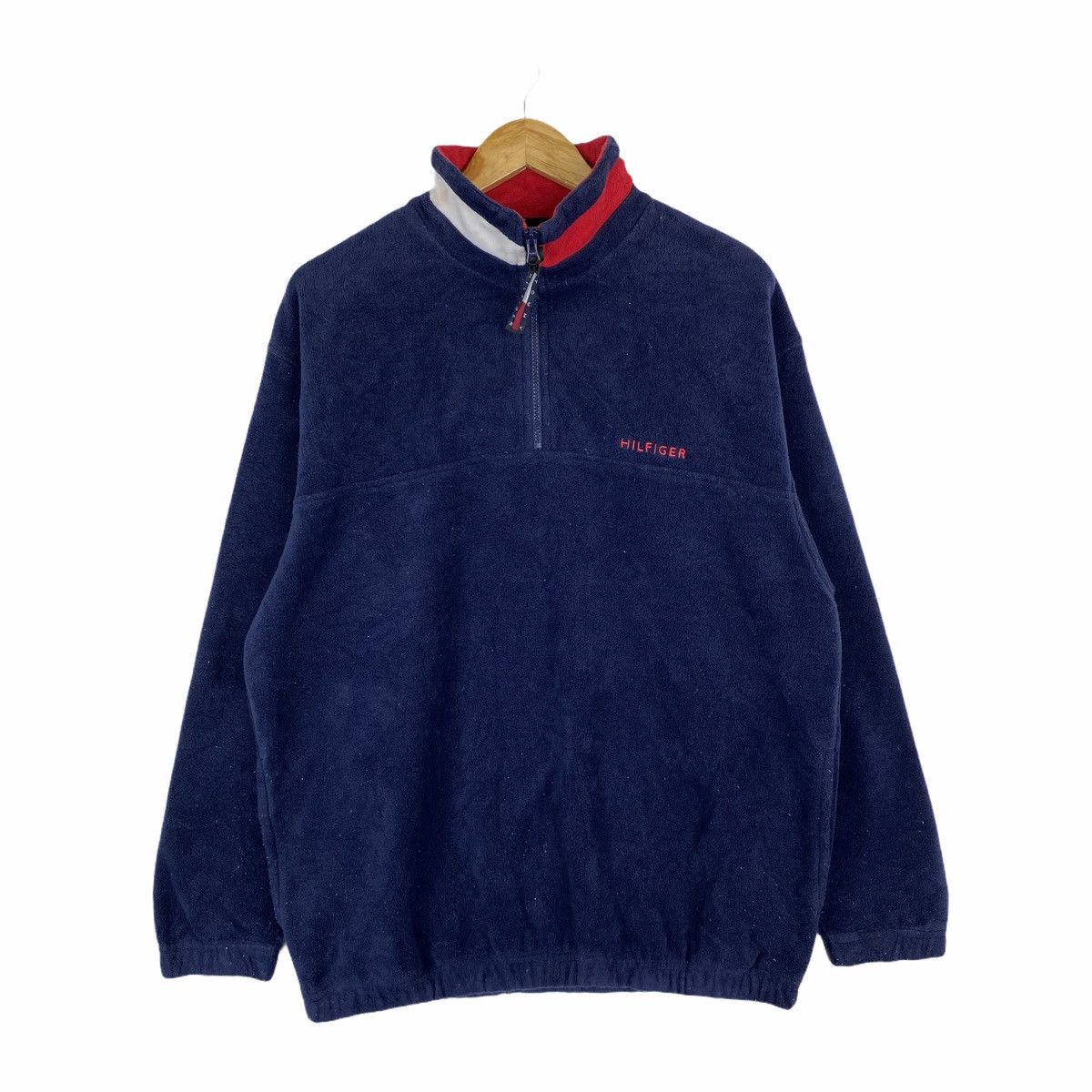 Tommy Hilfiger × Vintage TOMMY HILFIGER Small Logo Fleece Half Zipper Sweatshirt Size US L / EU 52-54 / 3 - 1 Thumbnail