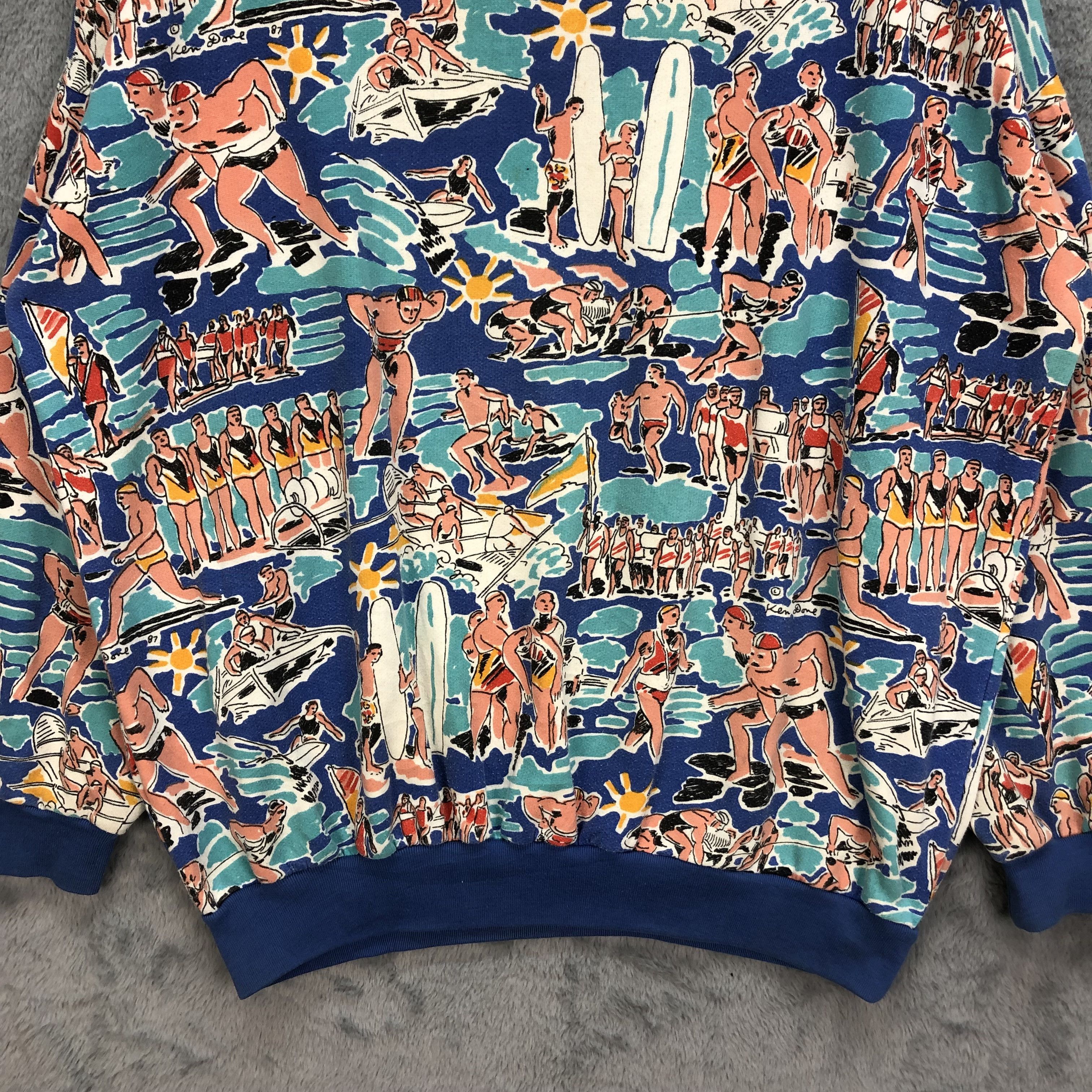 Japanese Brand RARE🔥 KEN DONE FULLPRINT SURFWEAR SWEATSHIRTS #5251-181 Size US L / EU 52-54 / 3 - 4 Thumbnail