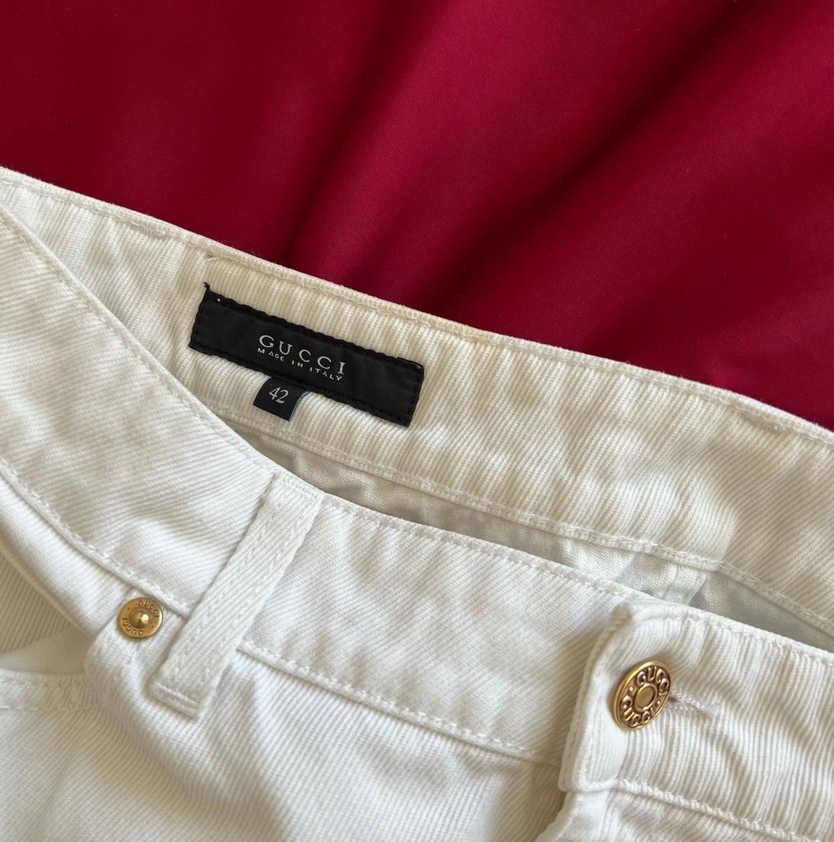 Gucci Gucci White Denim Logo Printed Mini Skirt Size 28" / US 6 / IT 42 - 7 Thumbnail