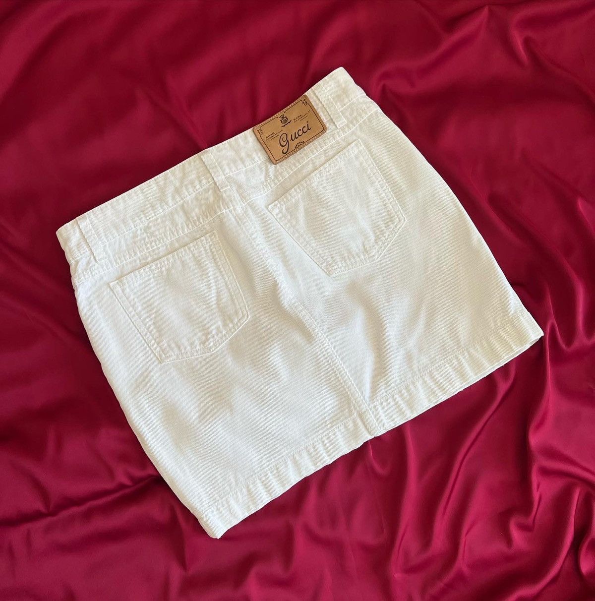 Gucci Gucci White Denim Logo Printed Mini Skirt Size 28" / US 6 / IT 42 - 2 Thumbnail