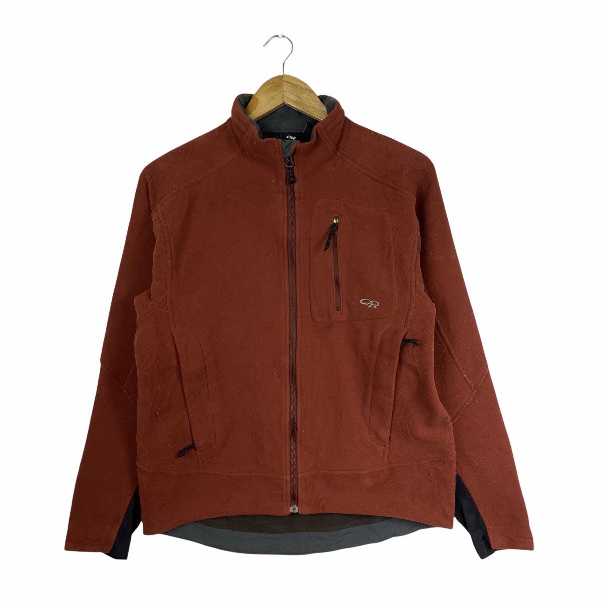 image of Outdoor Life x Vintage Outdoor Research Small Logo Fleece Zipper Sweater Jacket in Orange, Men's