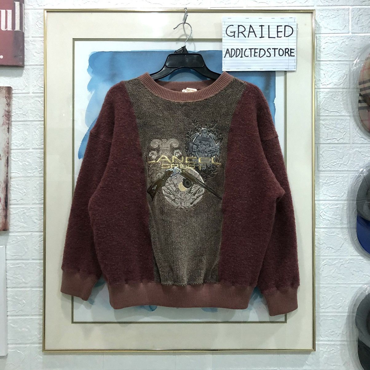 image of Vintage Lancel Paris Sweatshirt in Chocolate, Men's (Size XL)