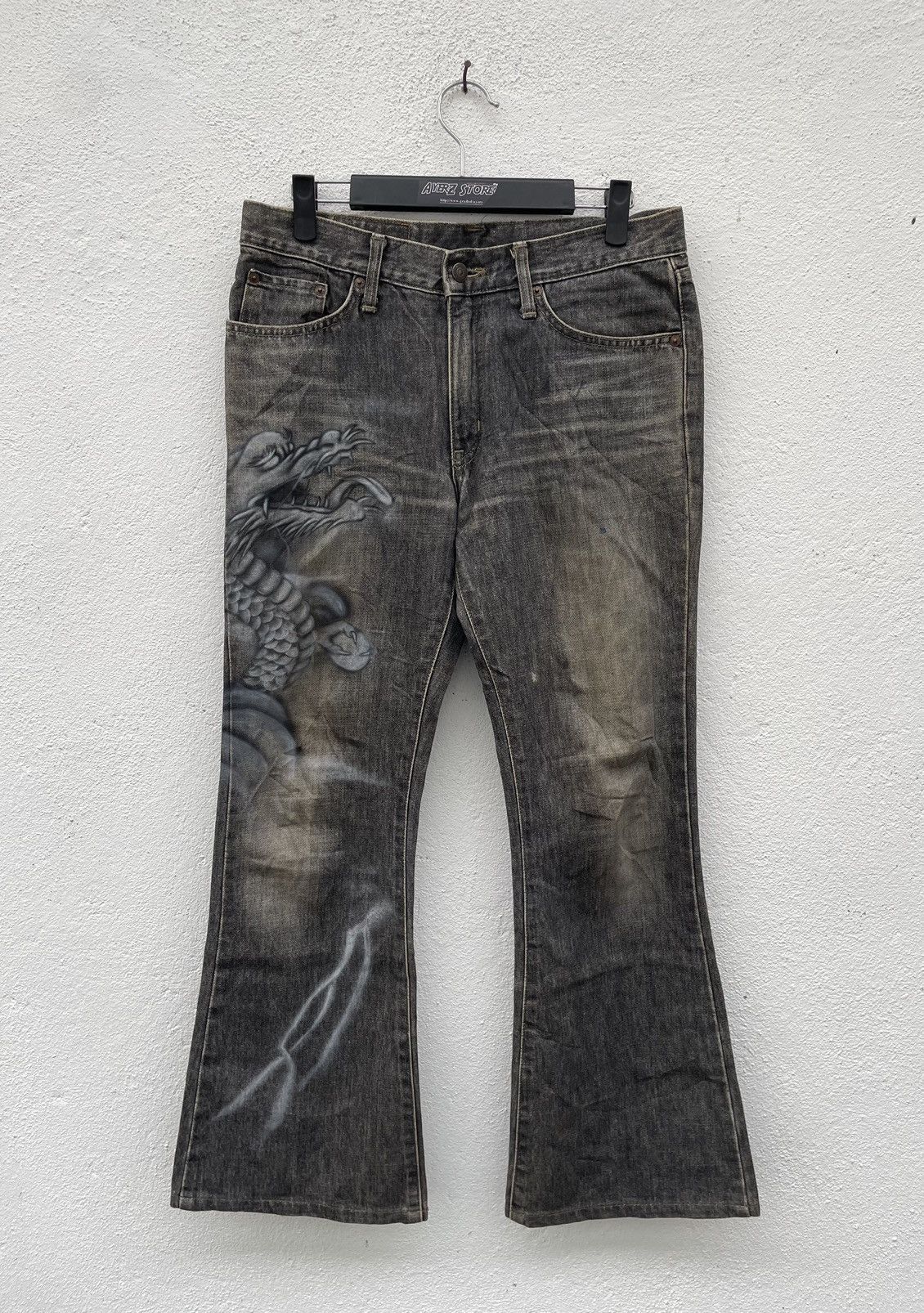 Pre-owned Edwin Flare Jeans  Dragon Custom Jeans In Multi