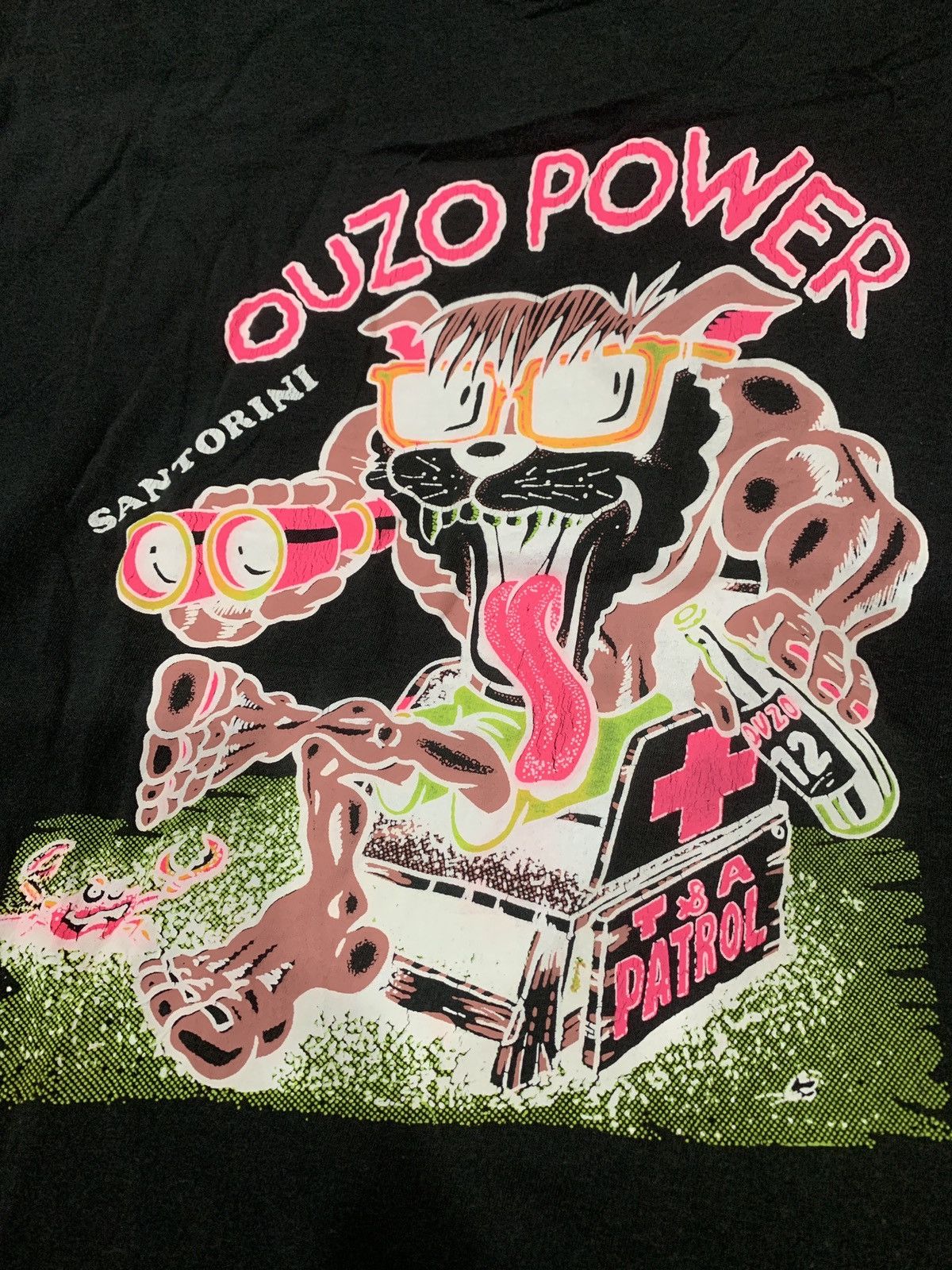 image of Vintage Ouzo Power Black Tee, Men's (Size XL)