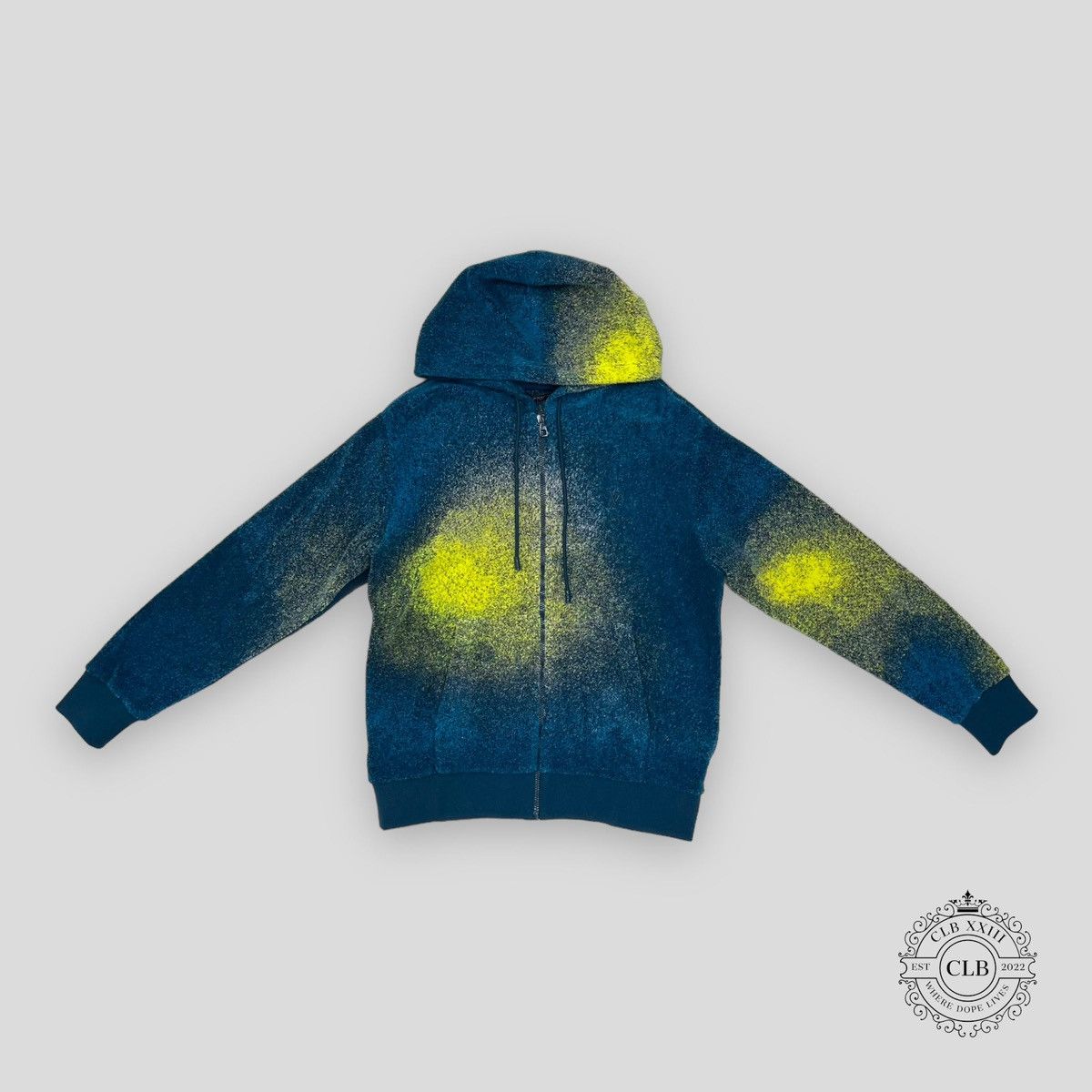 LOUIS VUITTON ZIP THROUGH HOODIE WITH EMBROIDERY -BLUE/GREEN