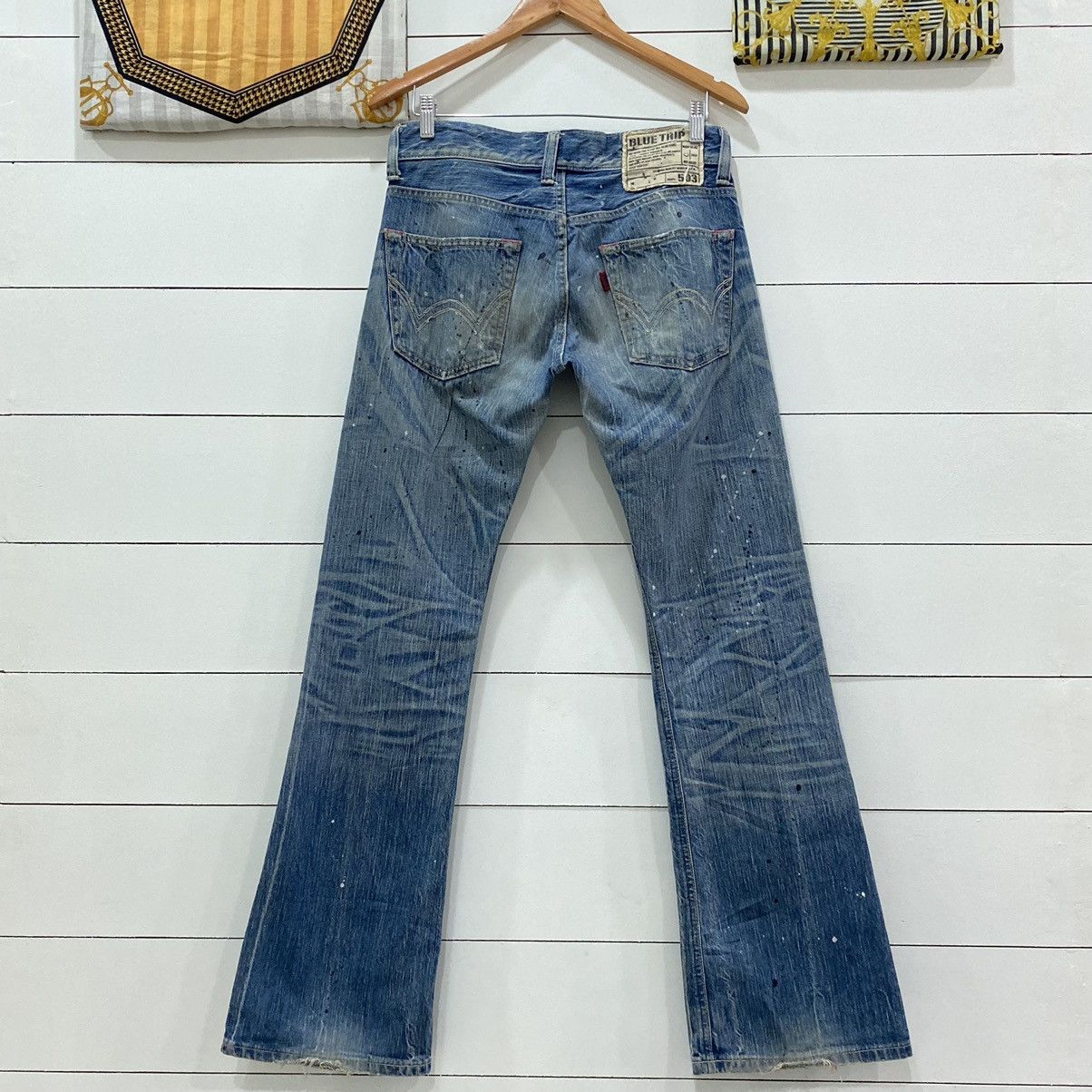 Edwin × Japanese Brand × Vintage Edwin Distressed Painted Flare Denim Jeans Kapital Style Size US 31 - 7 Thumbnail