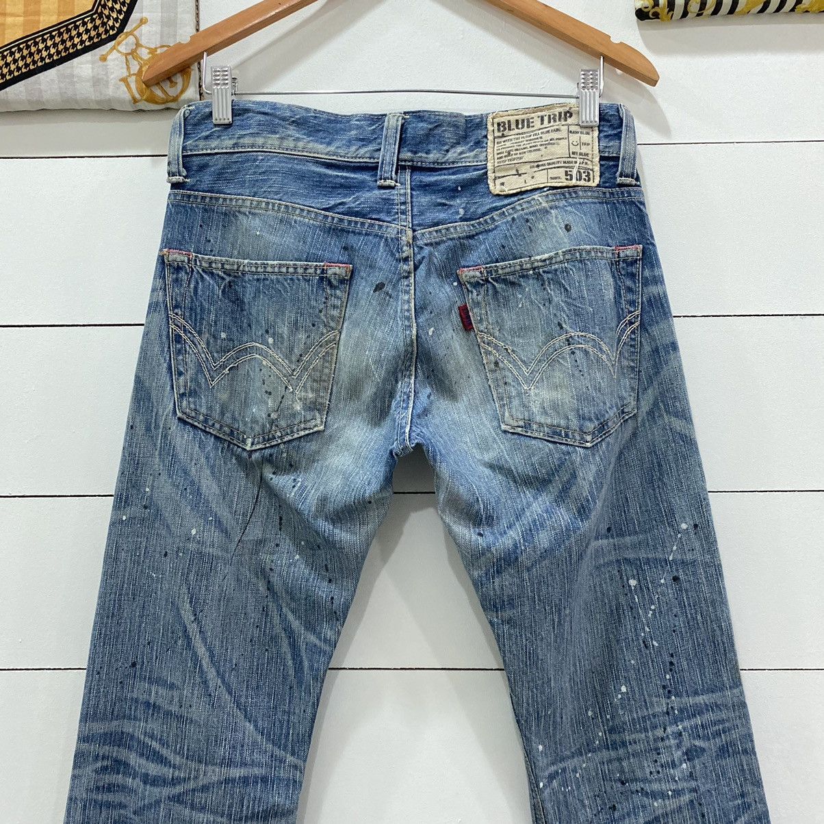 Edwin × Japanese Brand × Vintage Edwin Distressed Painted Flare Denim Jeans Kapital Style Size US 31 - 8 Thumbnail