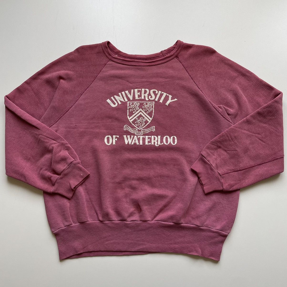 image of Made In Canada Vintage 60S 70's University Of Waterloo Graphic Crewneck in Burgandy (Size Small)