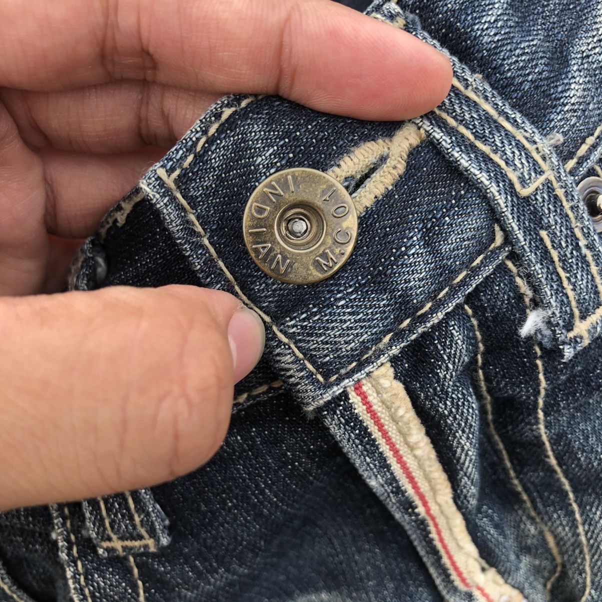 Japanese Brand Number Nine Style Distressed Indian Motocycle Denim Jeans Size US 30 / EU 46 - 12 Thumbnail