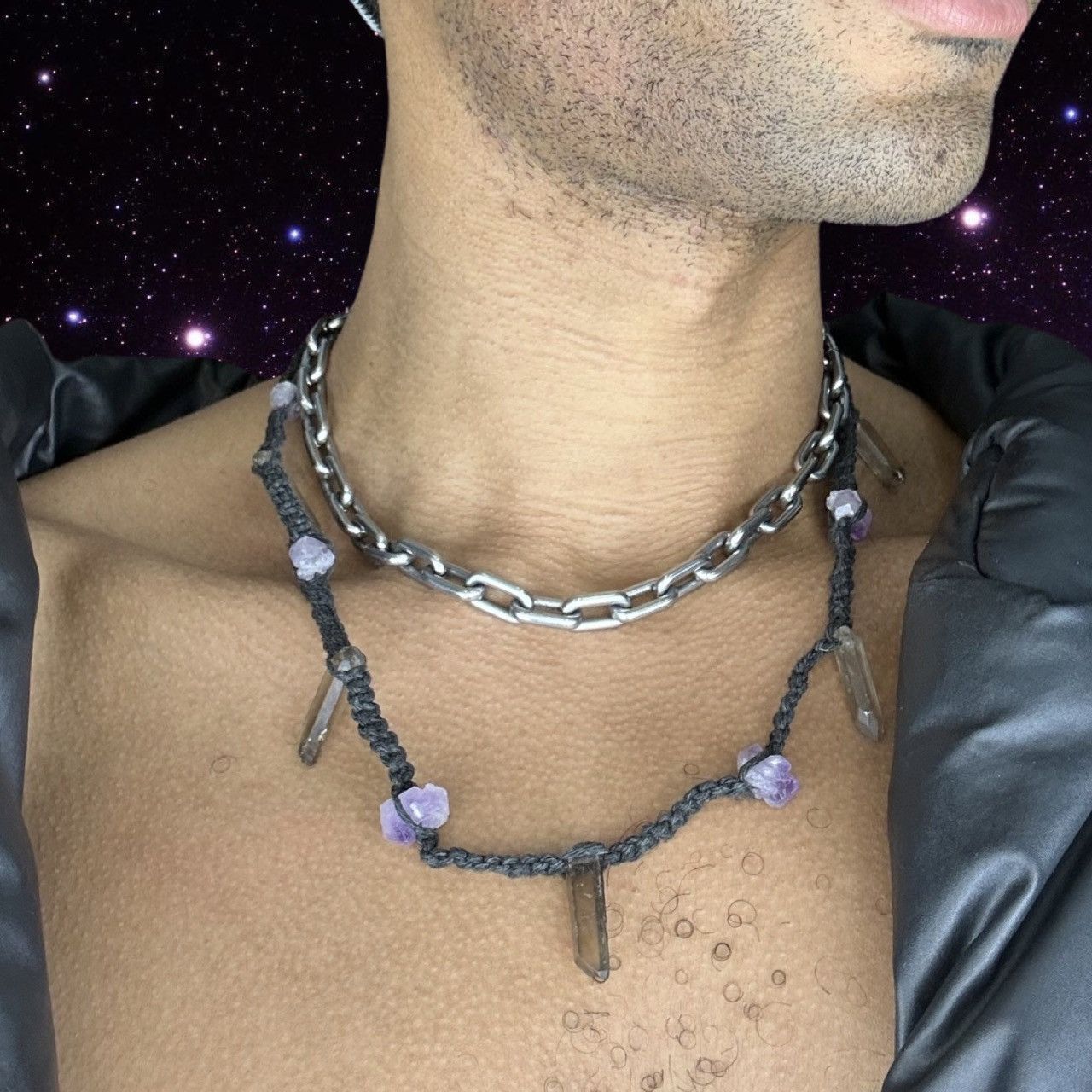 Jewelry N.WELLS BLACK HEMP PURPLE AMETHYST NECKLACE Size ONE SIZE - 1 Thumbnail