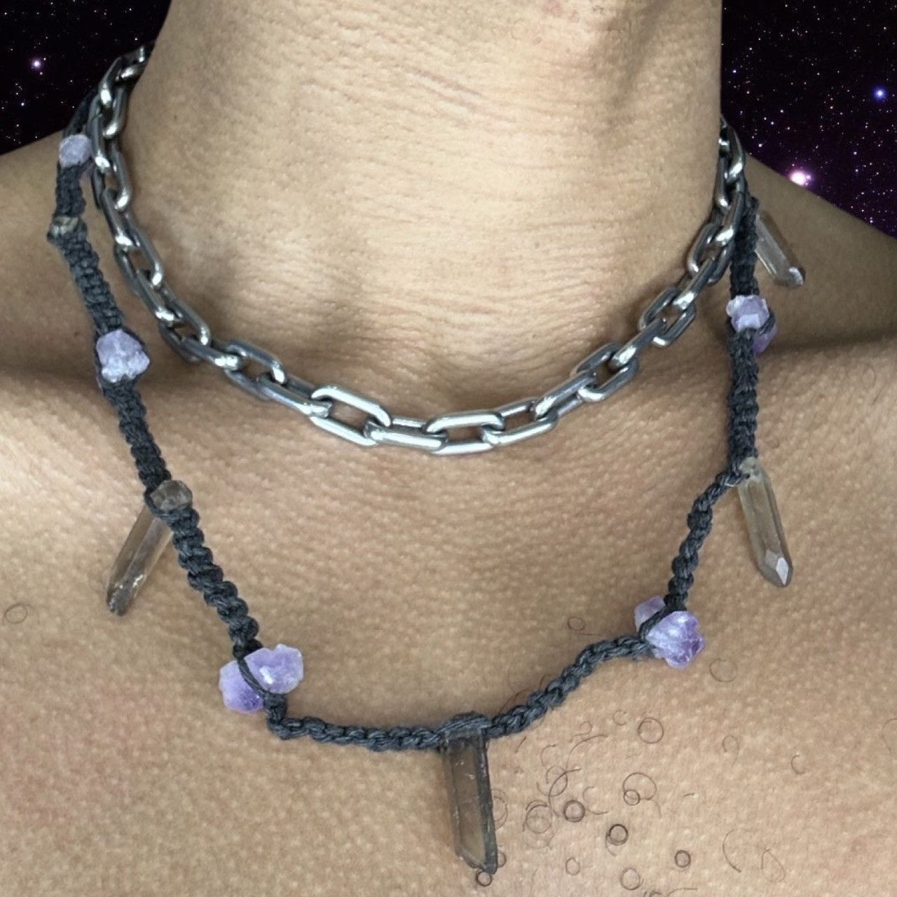 Jewelry N.WELLS BLACK HEMP PURPLE AMETHYST NECKLACE Size ONE SIZE - 2 Thumbnail
