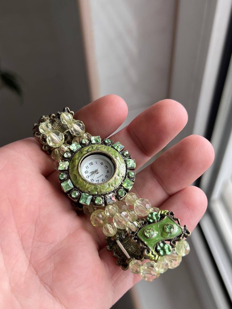 Japanese Brand × Vintage Vintage Japanese style futuristic Watch Green Crystal 🪲🌳🍏🏞🍃 Size ONE SIZE - 2 Thumbnail