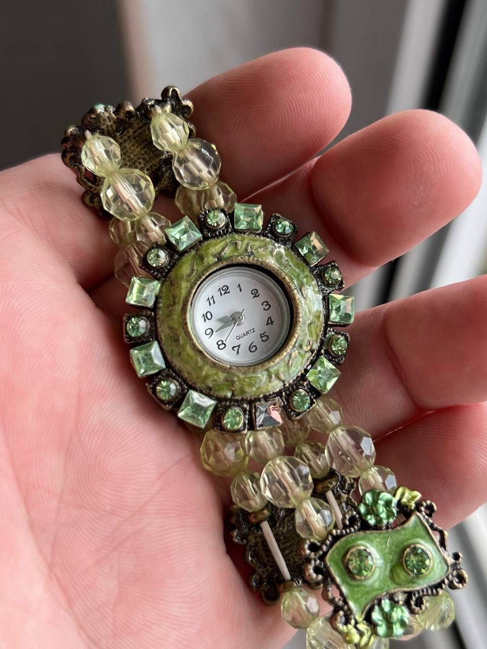 Japanese Brand × Vintage Vintage Japanese style futuristic Watch Green Crystal 🪲🌳🍏🏞🍃 Size ONE SIZE - 1 Thumbnail