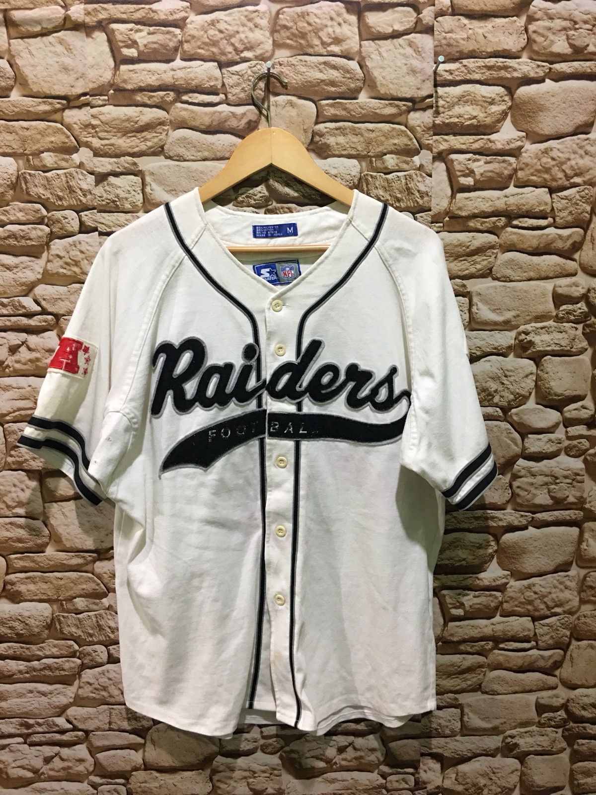 NFL × Starter × Vintage Vintage Starter NFL Button Up Jersey Raiders Football Size US M / EU 48-50 / 2 - 2 Thumbnail