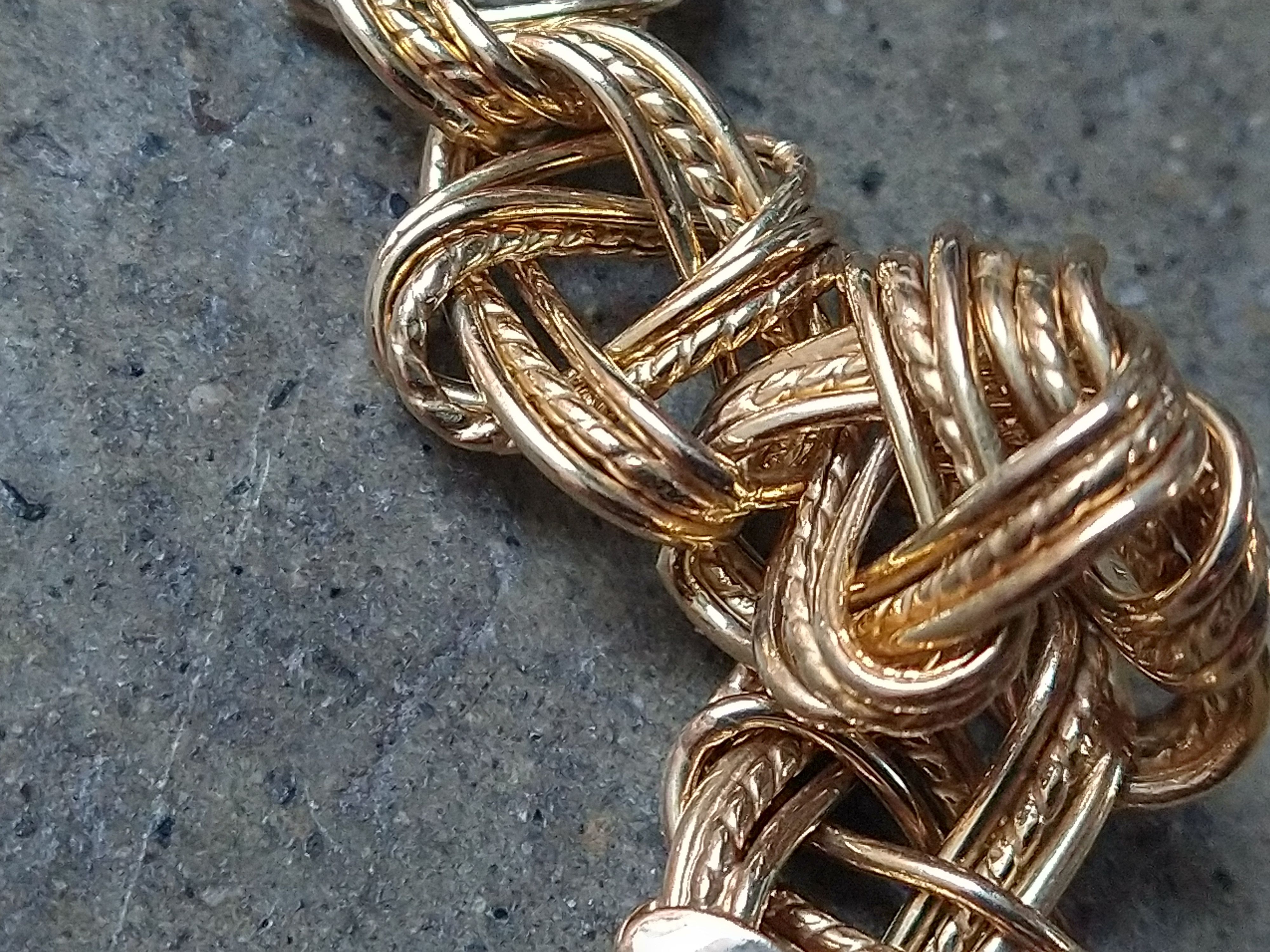 Jewelry Sterling Silver Bracelet Knot Link Chain Gold Plated 7.75" Size ONE SIZE - 7 Thumbnail
