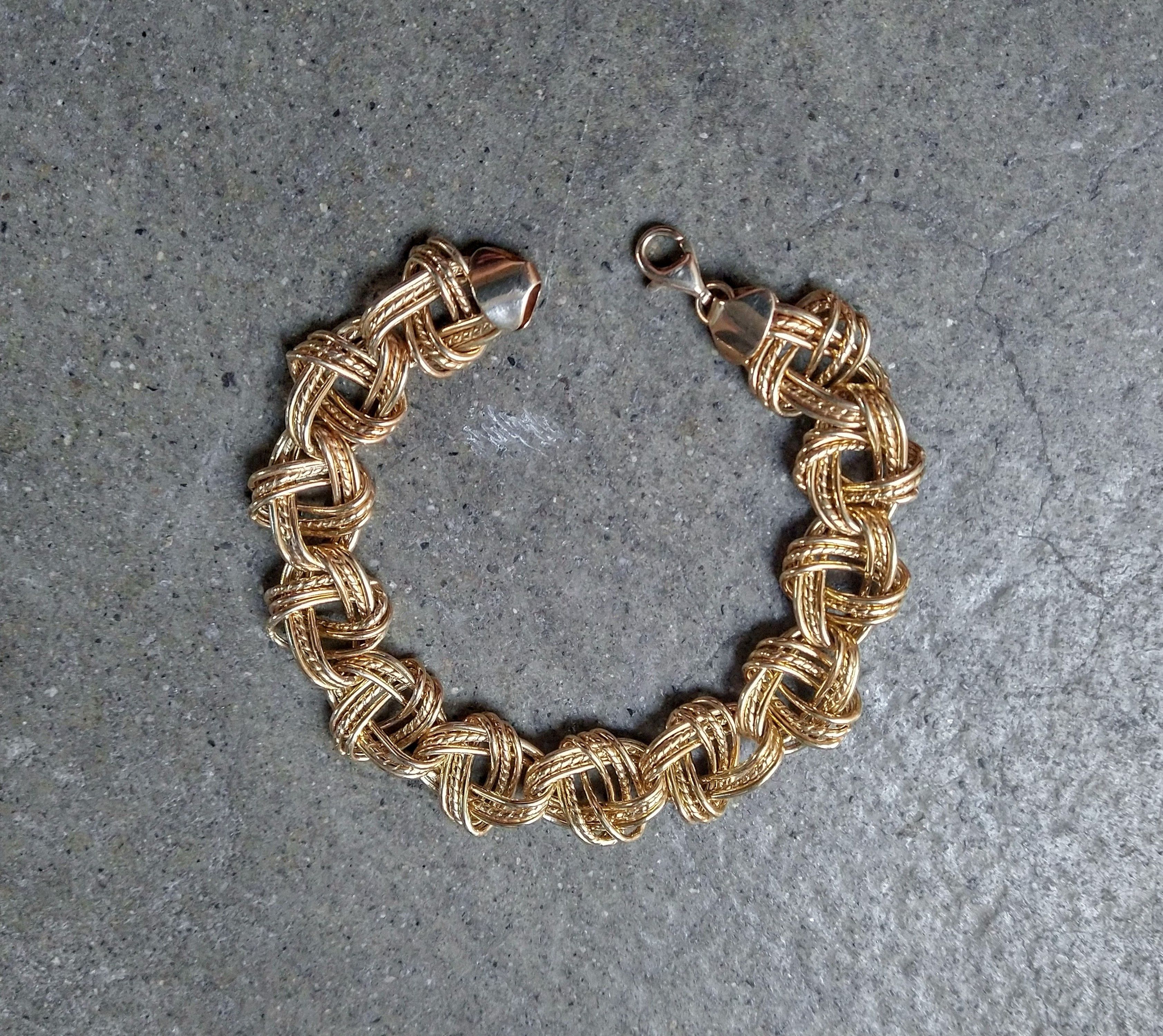 Jewelry Sterling Silver Bracelet Knot Link Chain Gold Plated 7.75" Size ONE SIZE - 2 Thumbnail
