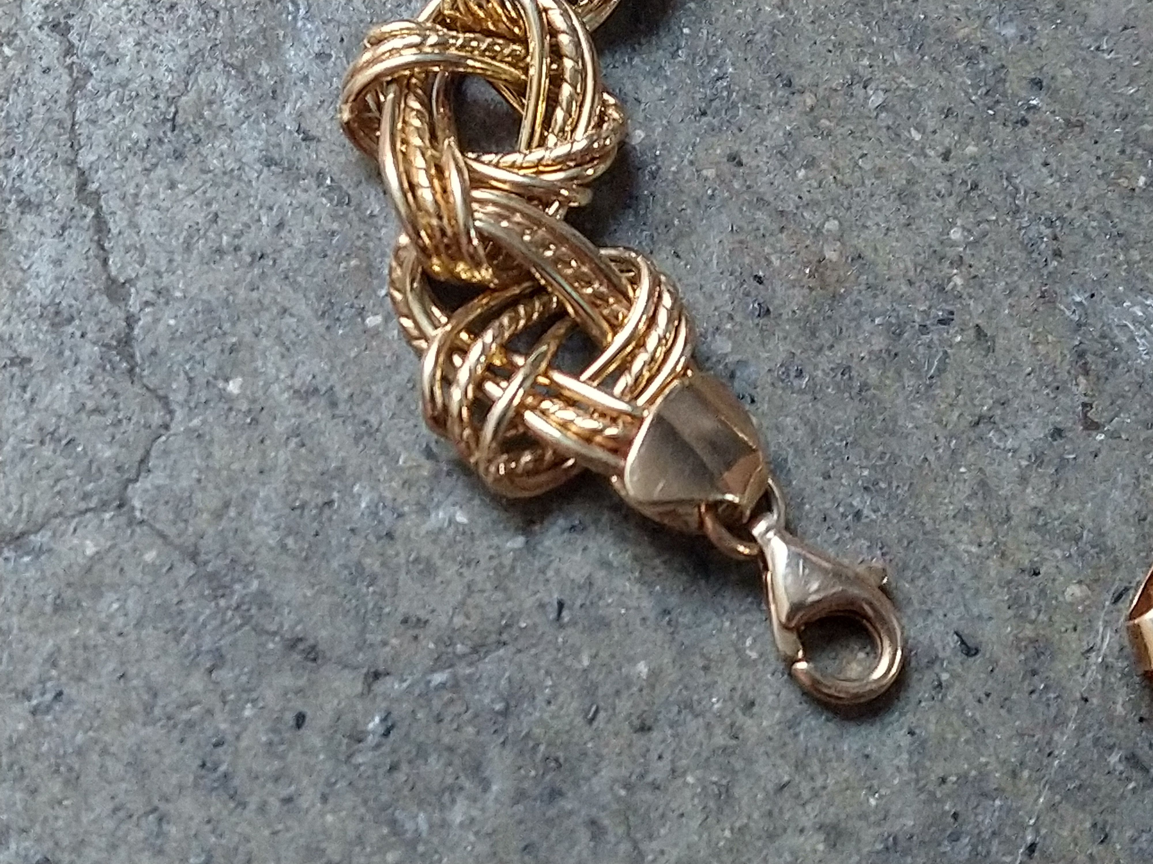 Jewelry Sterling Silver Bracelet Knot Link Chain Gold Plated 7.75" Size ONE SIZE - 4 Thumbnail