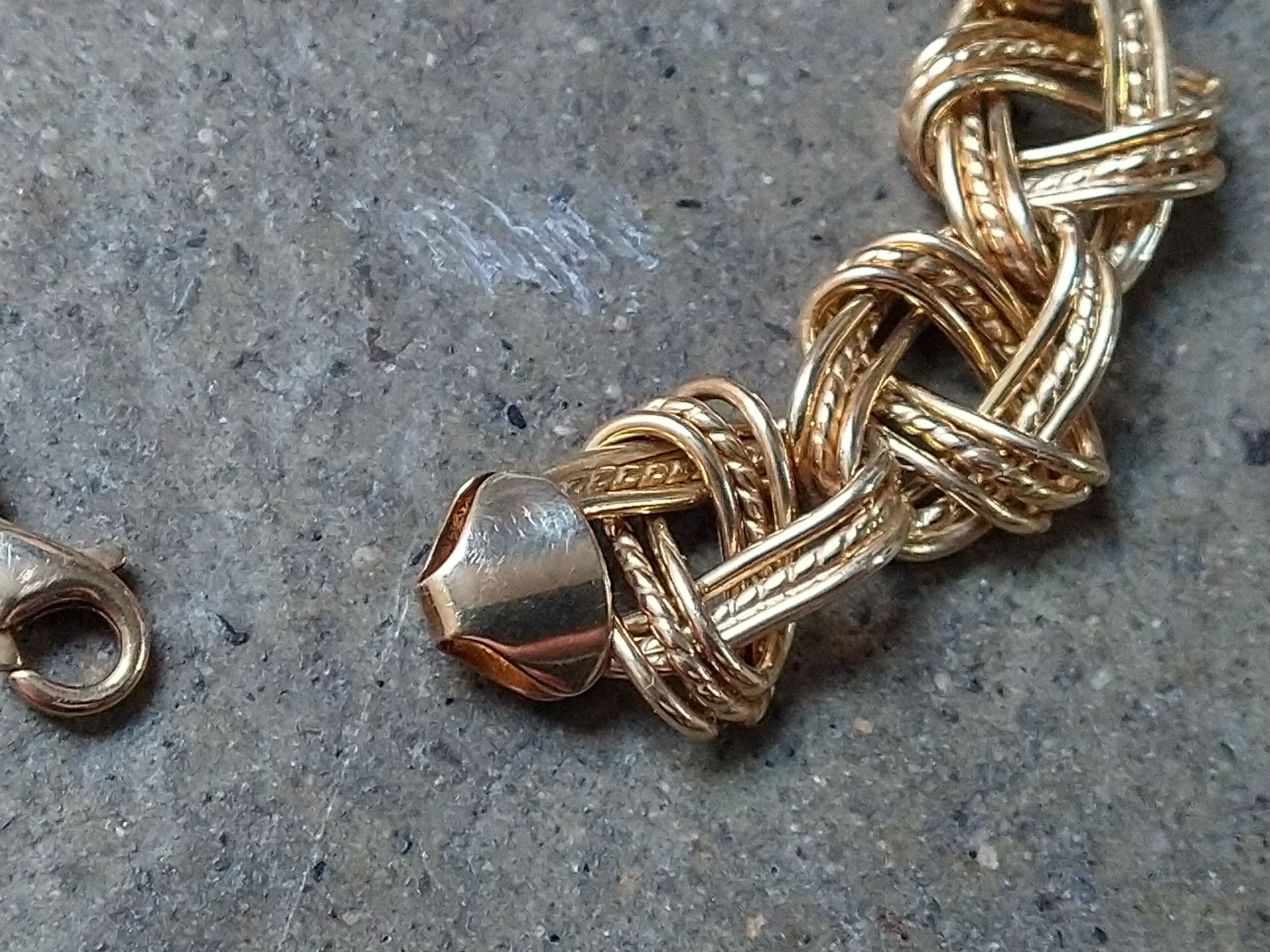 Jewelry Sterling Silver Bracelet Knot Link Chain Gold Plated 7.75" Size ONE SIZE - 5 Thumbnail