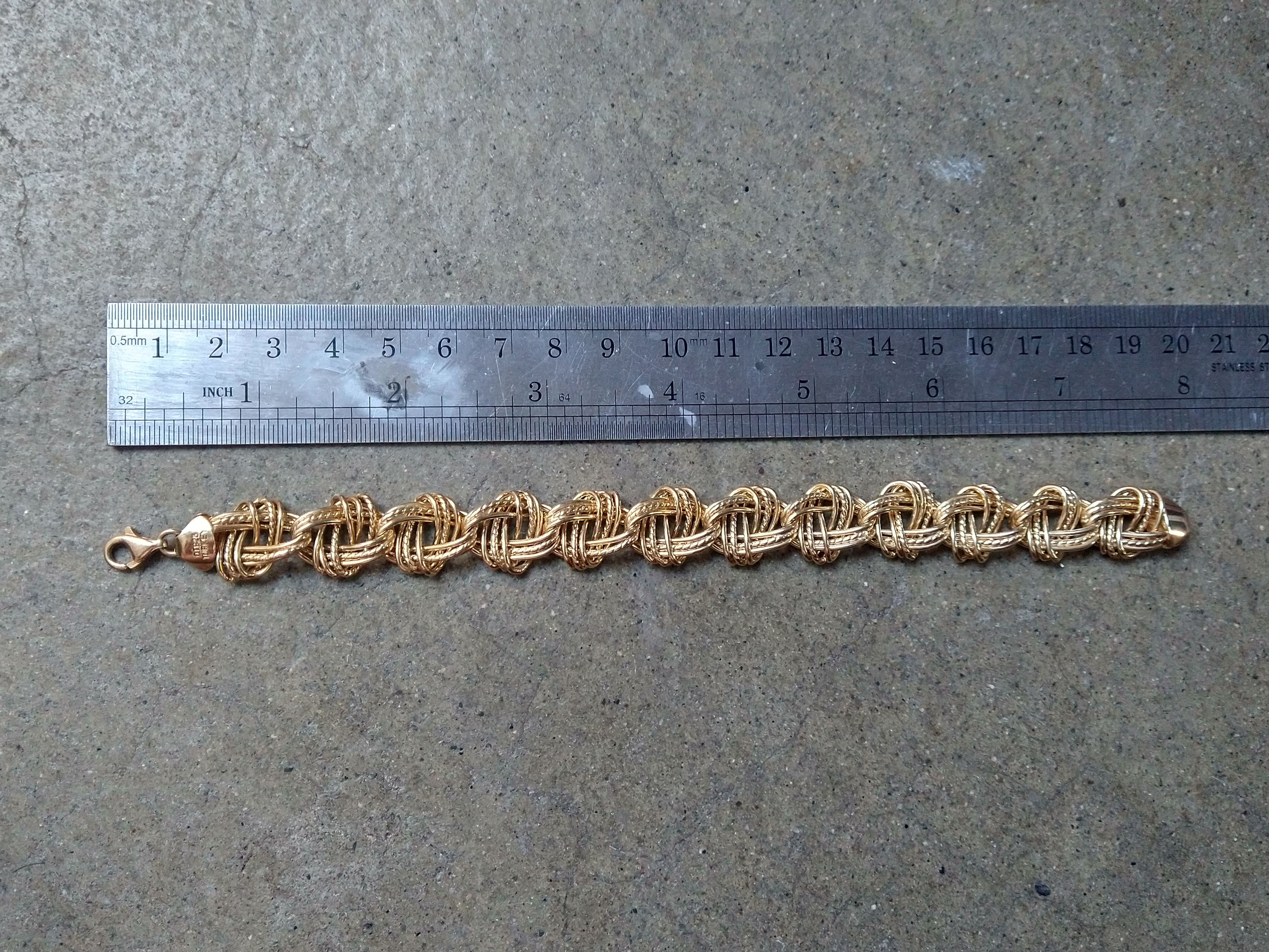 Jewelry Sterling Silver Bracelet Knot Link Chain Gold Plated 7.75" Size ONE SIZE - 11 Thumbnail