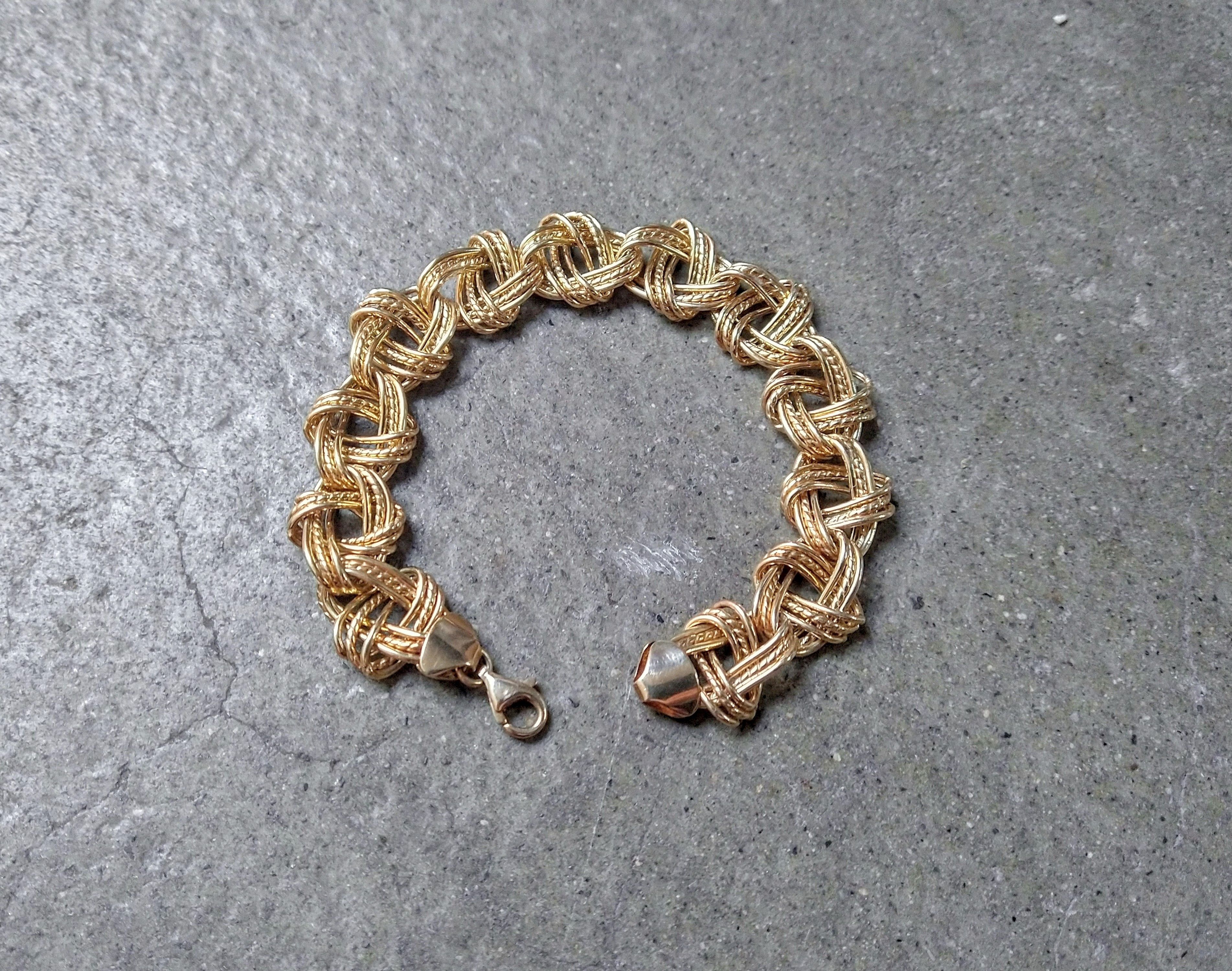 Jewelry x Sterling Silver Bracelet Knot Link Chain Gold Plated 7.75", Men's