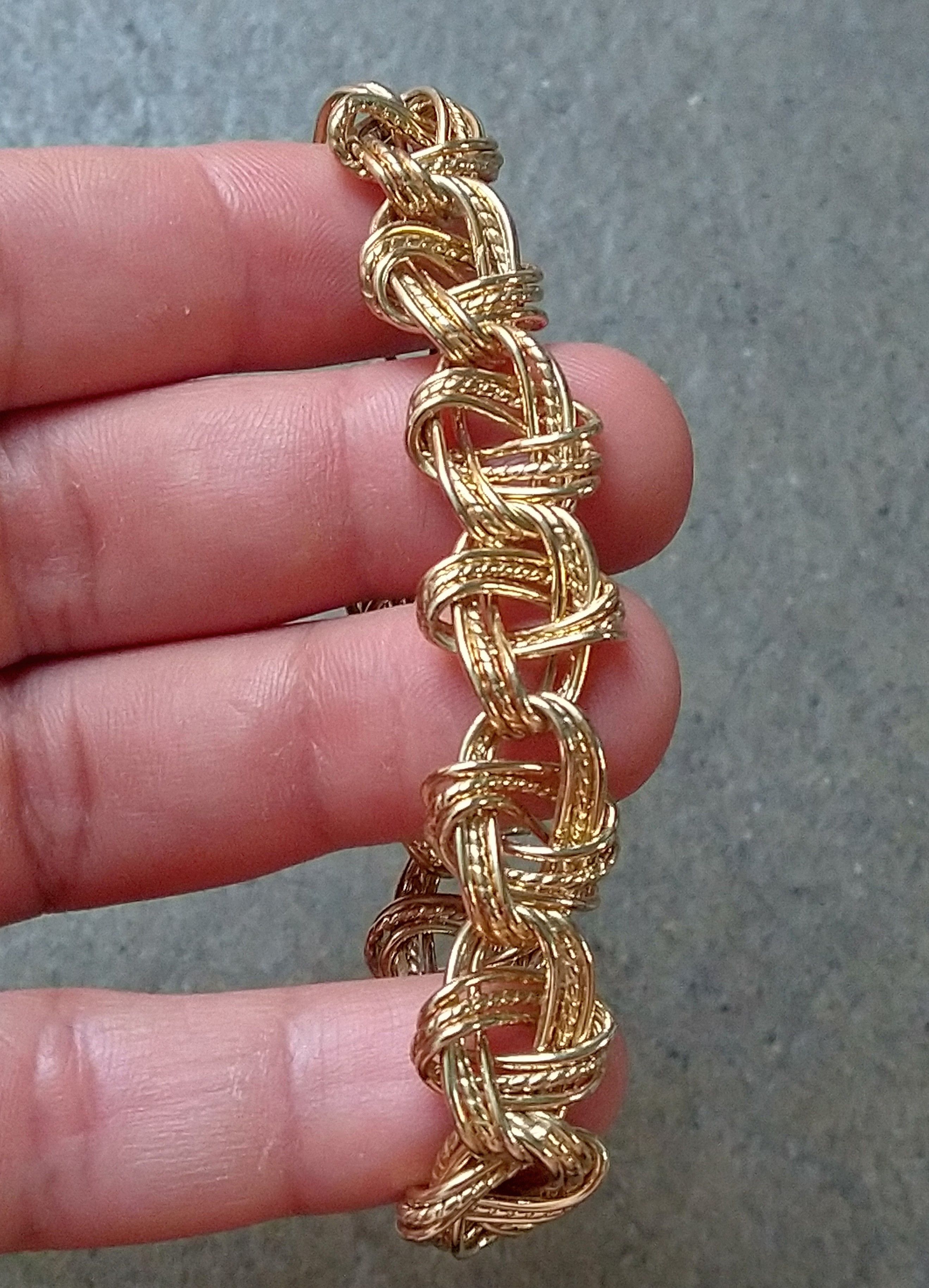 Jewelry Sterling Silver Bracelet Knot Link Chain Gold Plated 7.75" Size ONE SIZE - 10 Thumbnail