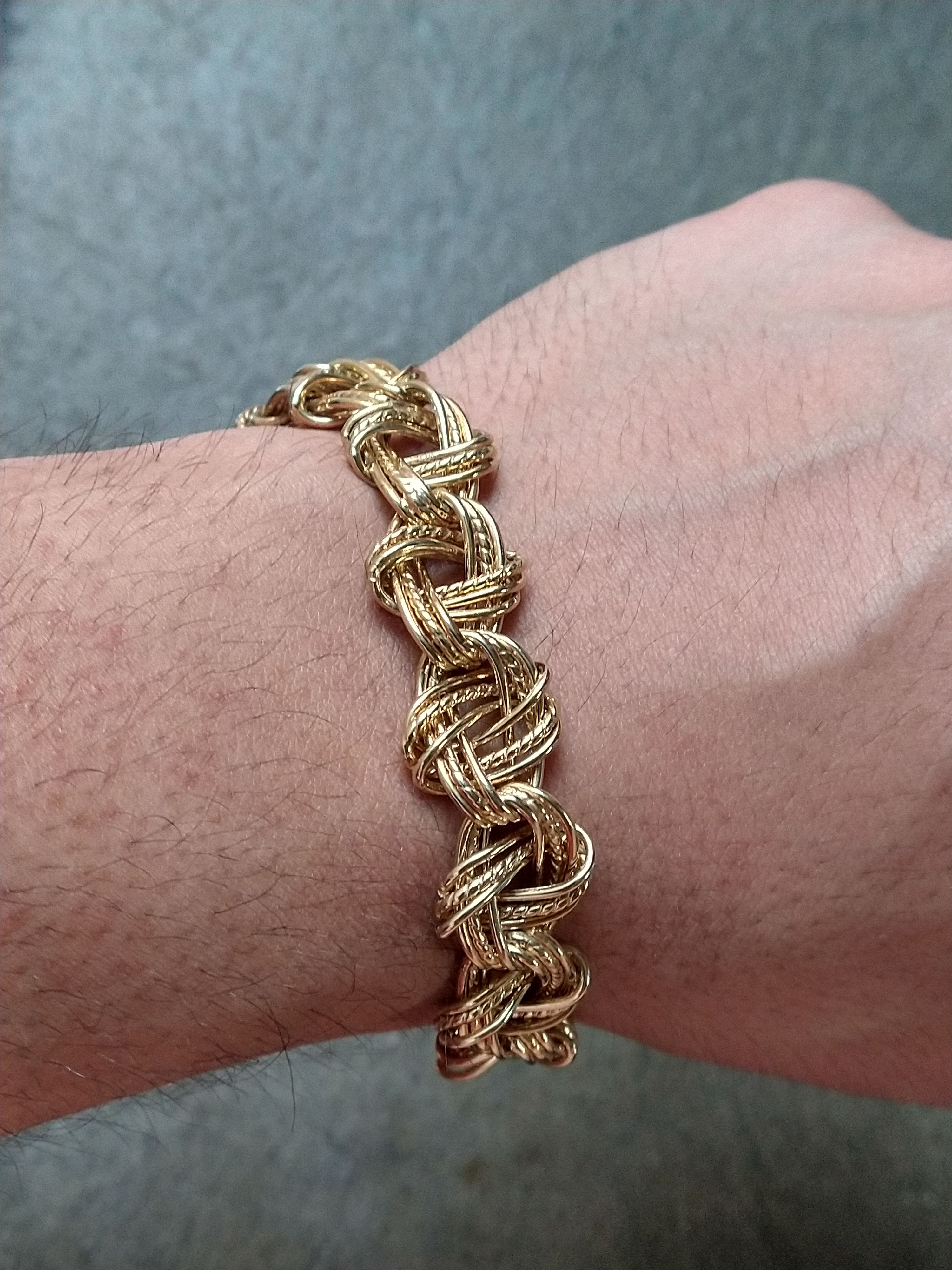 Jewelry Sterling Silver Bracelet Knot Link Chain Gold Plated 7.75" Size ONE SIZE - 9 Thumbnail
