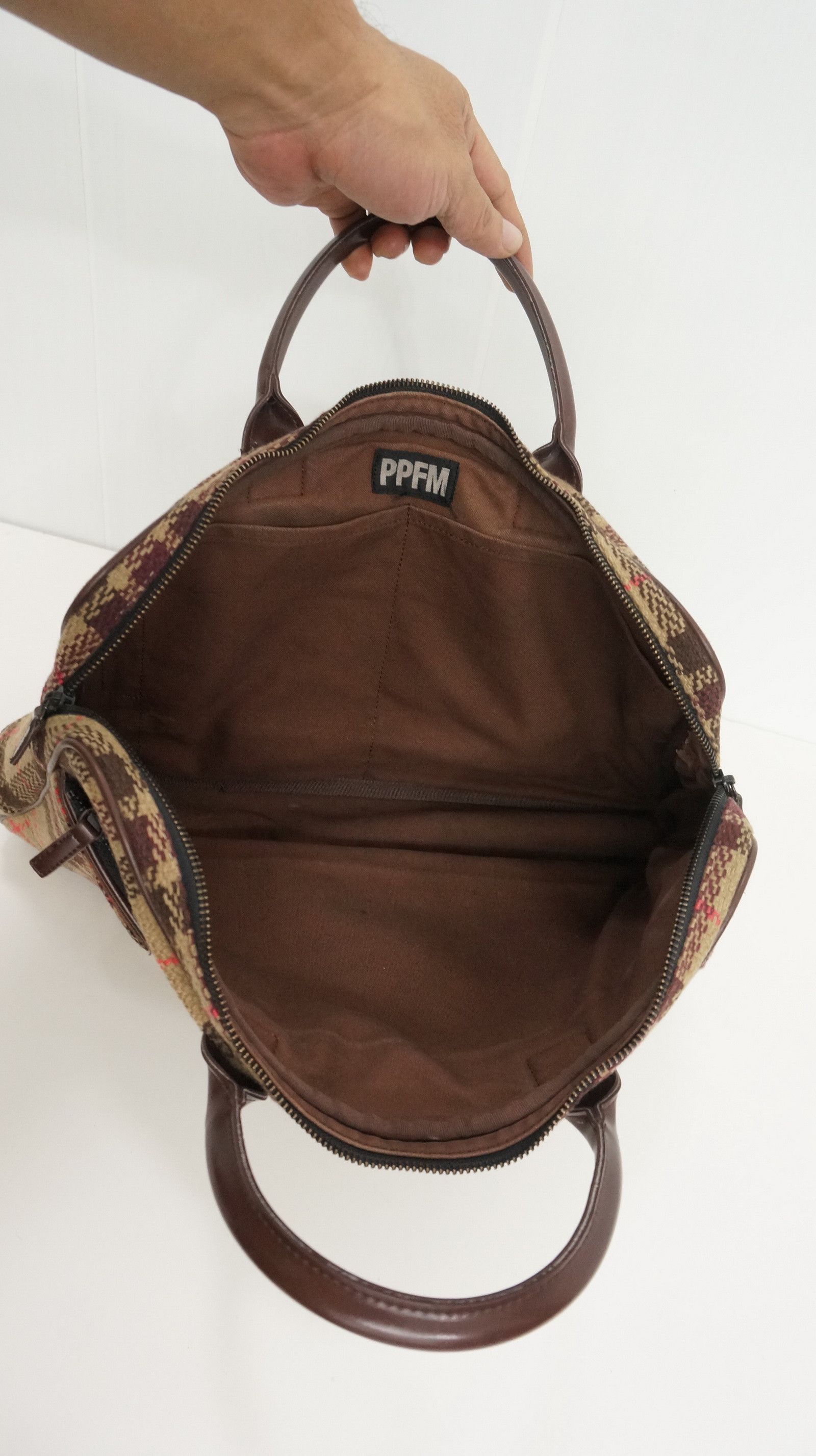 Japanese Brand PPFM Japan Tartan Zipper tote bag Size ONE SIZE - 4 Thumbnail