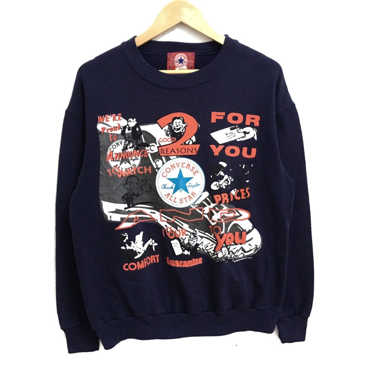 Converse × Vintage Vintage CONVERSE All Stars Big Logo Sweatshirt Pullover Size US M / EU 48-50 / 2 - 1 Thumbnail