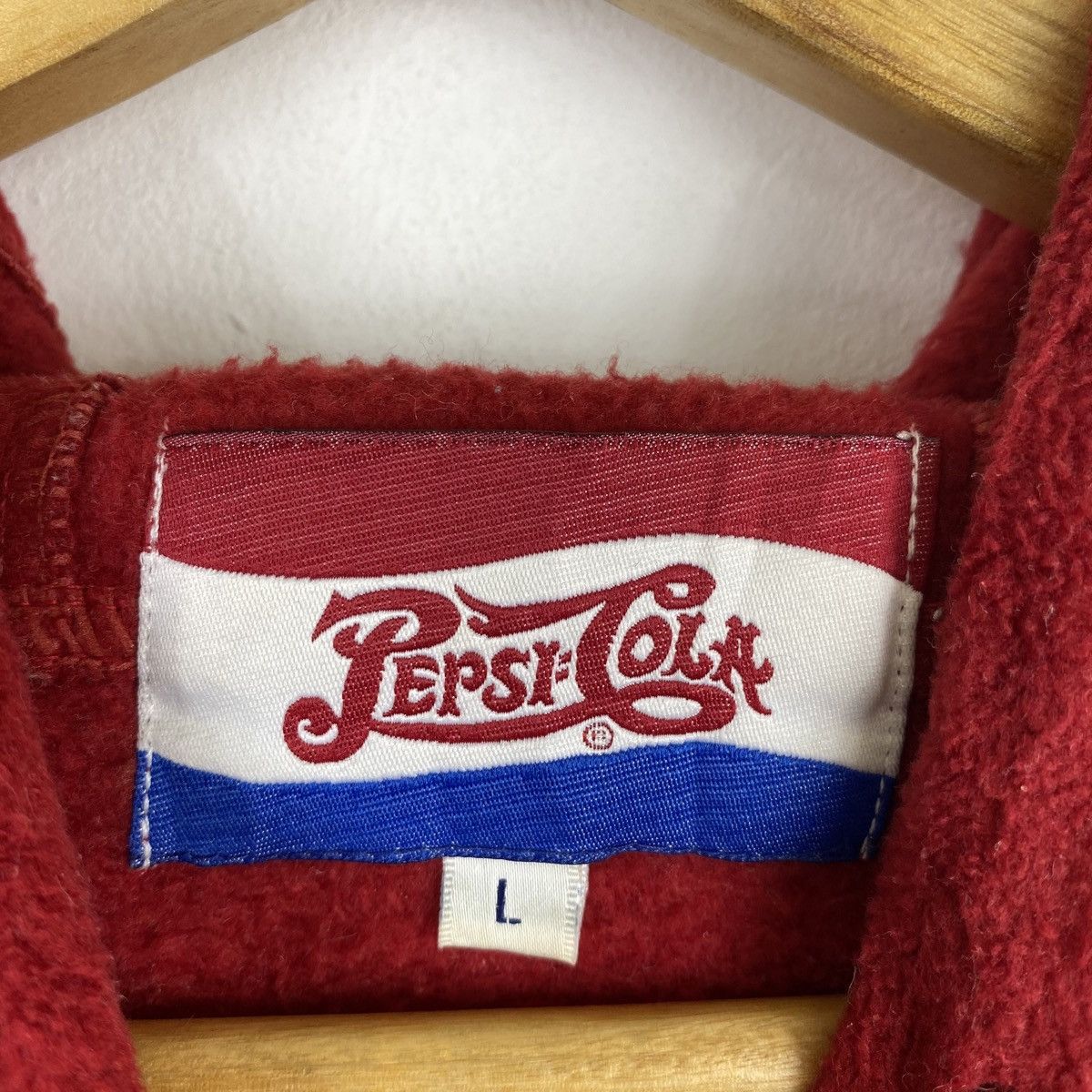 Pepsi × Vintage Vintage PEPSI COLA Big Logo Fleece Hoodie Pullover Jumper Size US L / EU 52-54 / 3 - 5 Thumbnail