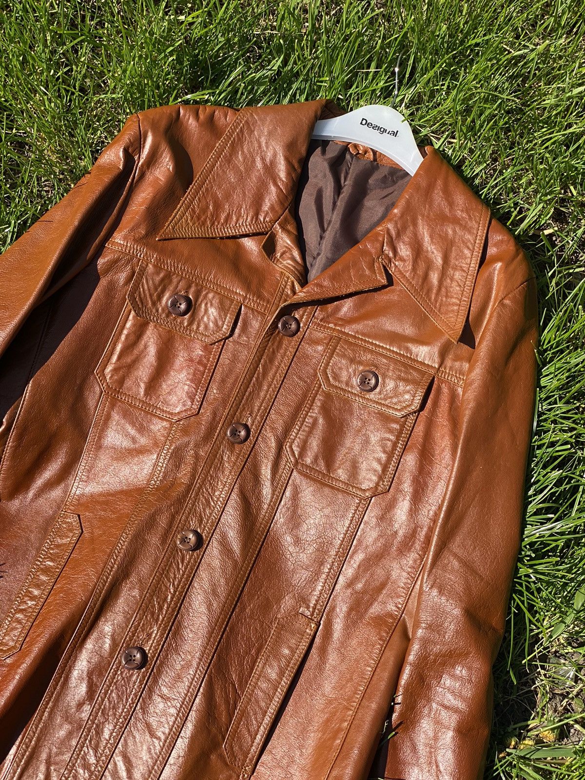 Cowboy Equipment × Vintage 70’s Vintage Brown Leather jacket sharp collar American Rare Size US L / EU 52-54 / 3 - 18 Thumbnail