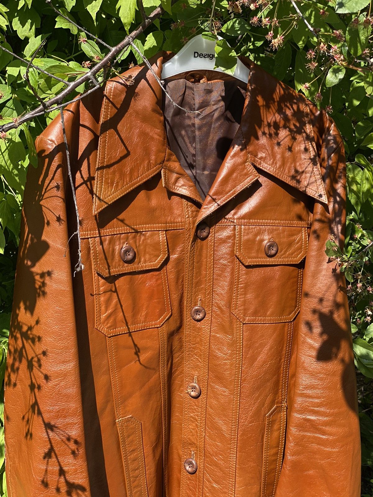 Cowboy Equipment × Vintage 70’s Vintage Brown Leather jacket sharp collar American Rare Size US L / EU 52-54 / 3 - 5 Thumbnail