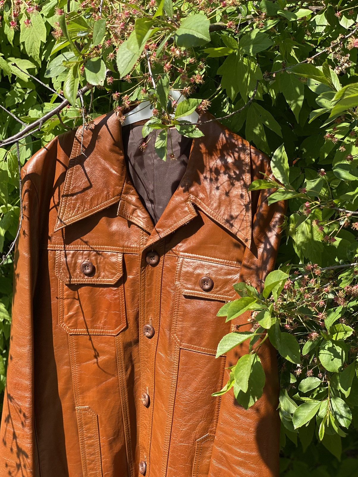 Cowboy Equipment × Vintage 70’s Vintage Brown Leather jacket sharp collar American Rare Size US L / EU 52-54 / 3 - 1 Thumbnail