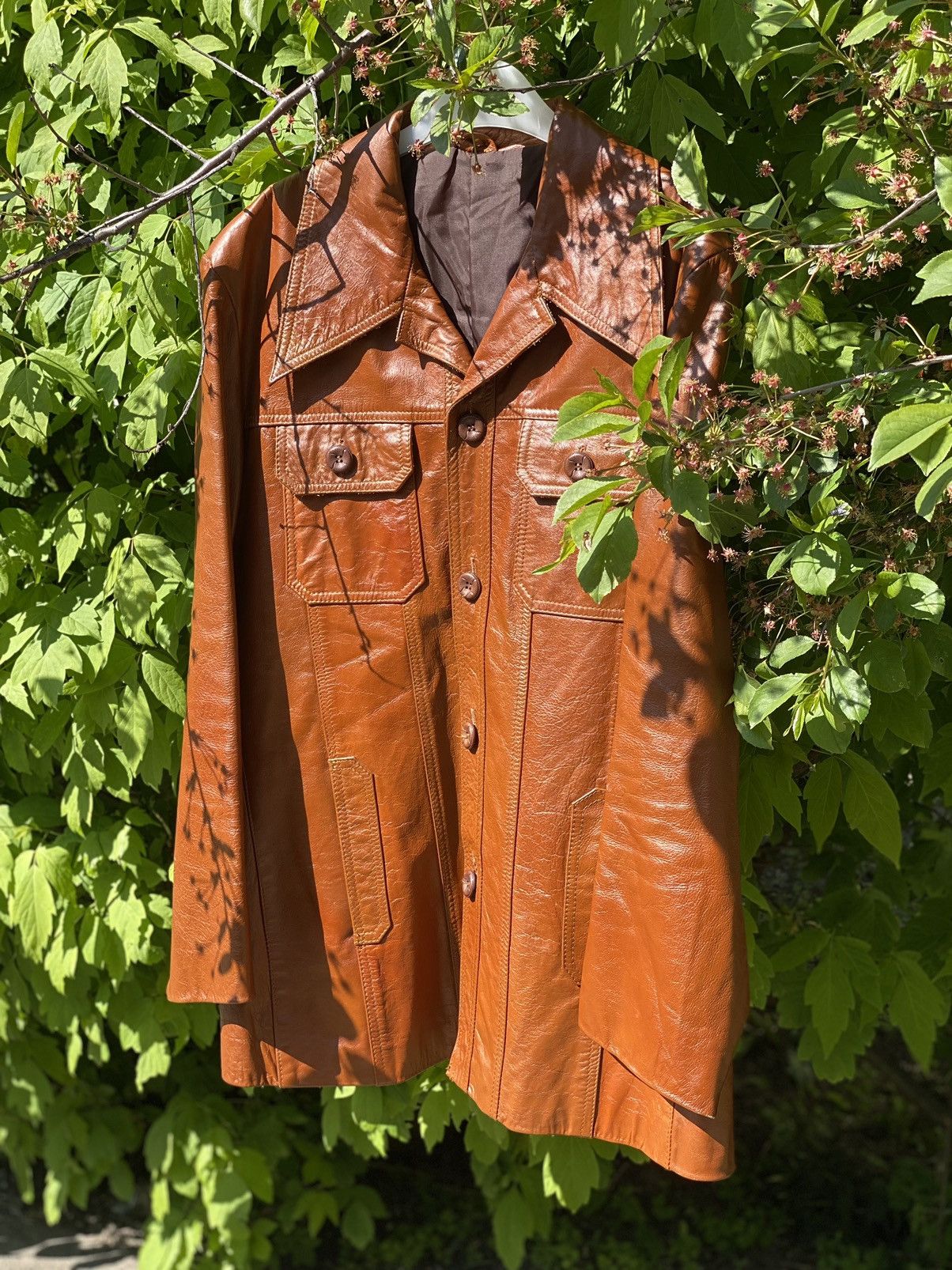 Cowboy Equipment × Vintage 70’s Vintage Brown Leather jacket sharp collar American Rare Size US L / EU 52-54 / 3 - 9 Thumbnail