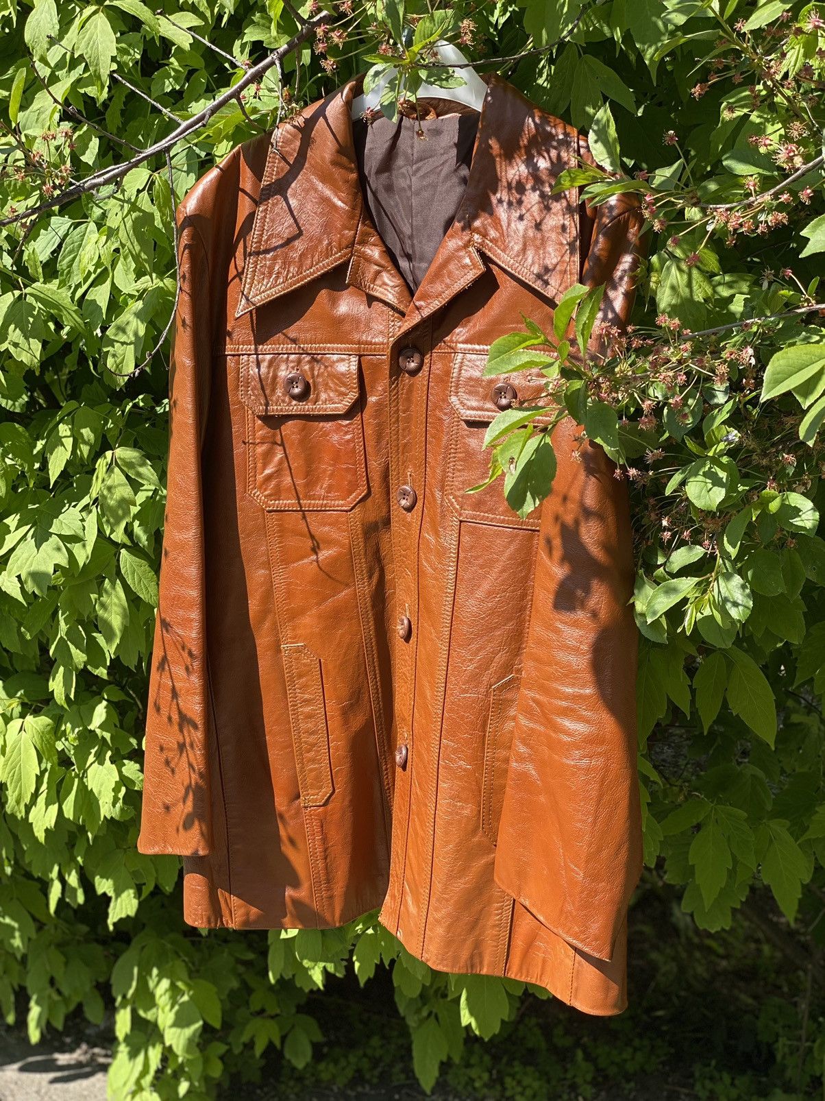 Cowboy Equipment × Vintage 70’s Vintage Brown Leather jacket sharp collar American Rare Size US L / EU 52-54 / 3 - 8 Thumbnail