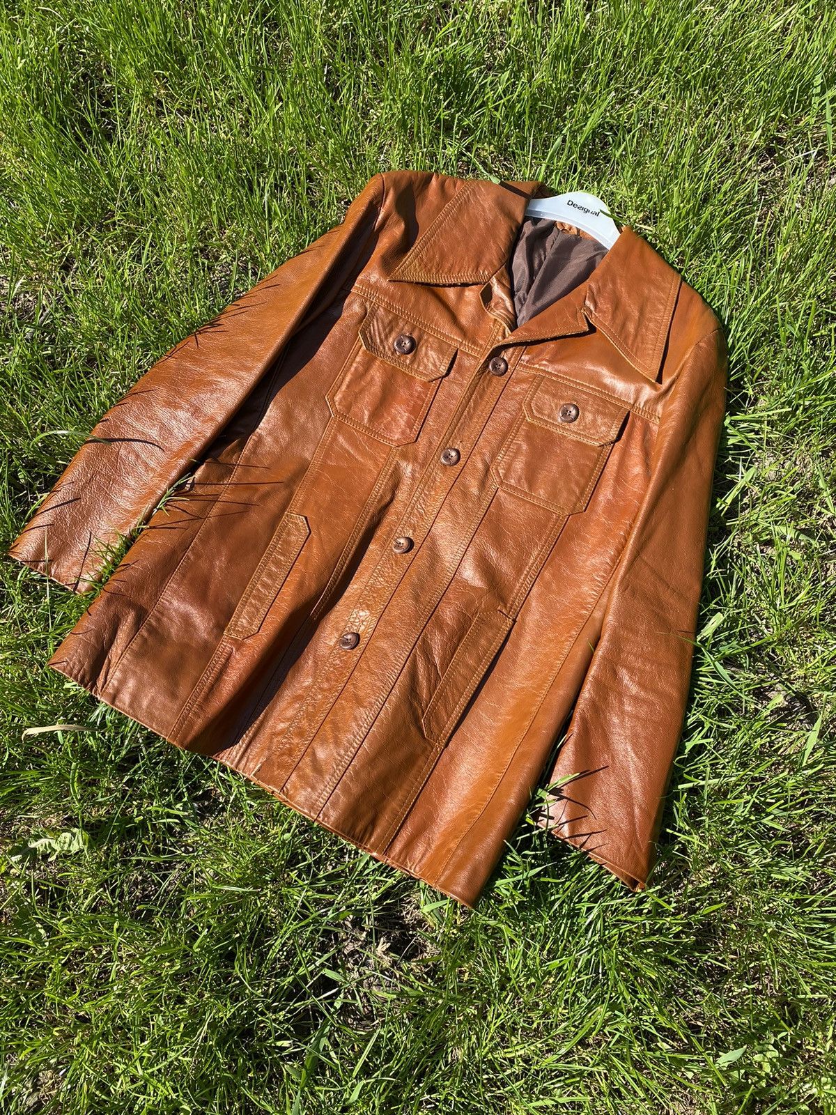 Cowboy Equipment × Vintage 70’s Vintage Brown Leather jacket sharp collar American Rare Size US L / EU 52-54 / 3 - 16 Thumbnail