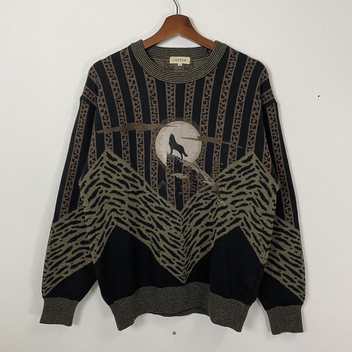 Aran Isles Knitwear RARE‼️Vintage Clever Fox Habitat Motive Jumper Knitwear Size US L / EU 52-54 / 3 - 1 Thumbnail