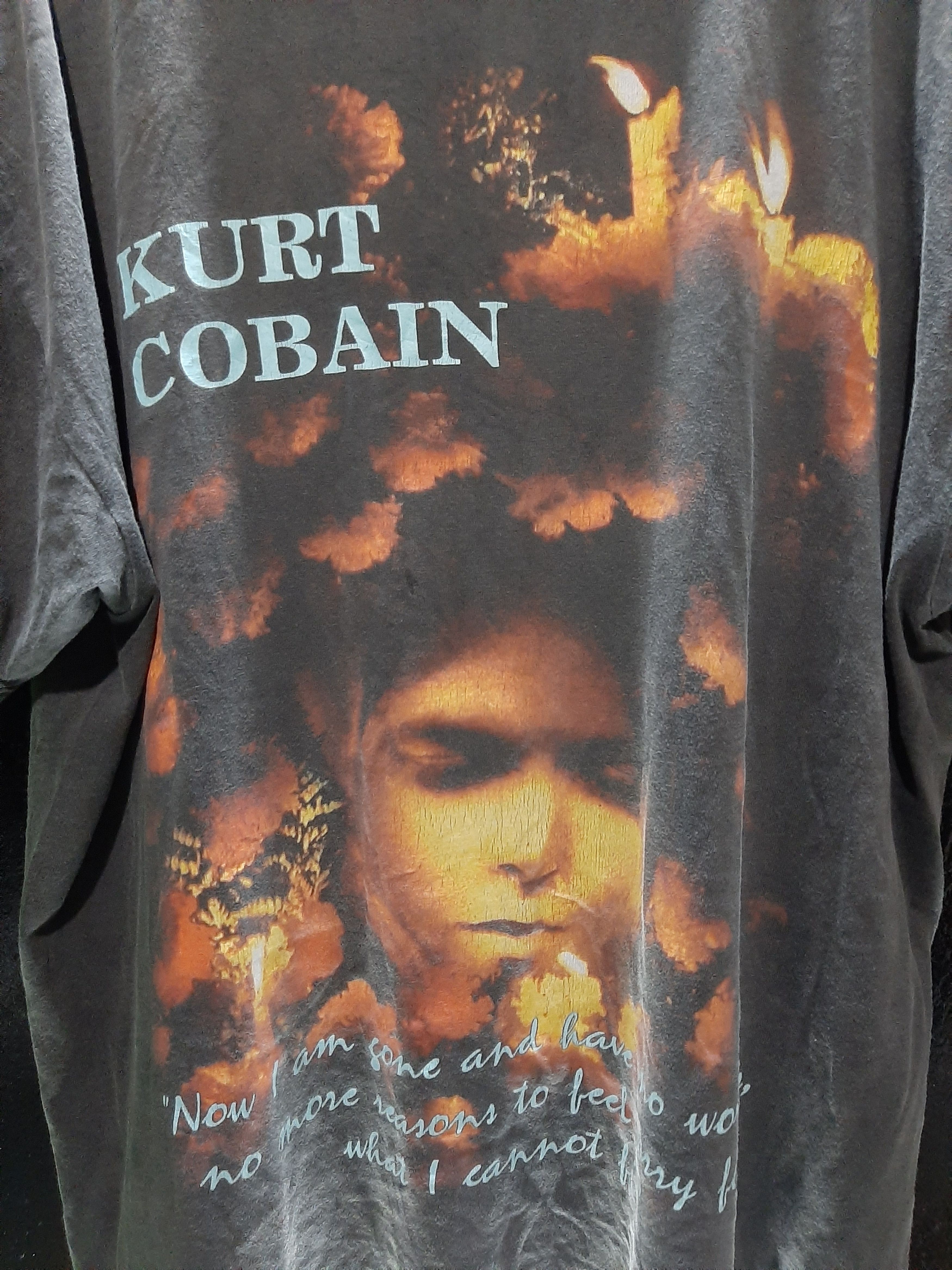 Band Tees × Vintage RARE🔥’90 KURT COBAIN PRINT LIGHT REFLECTION SINGLE STITCH Size US L / EU 52-54 / 3 - 9 Thumbnail