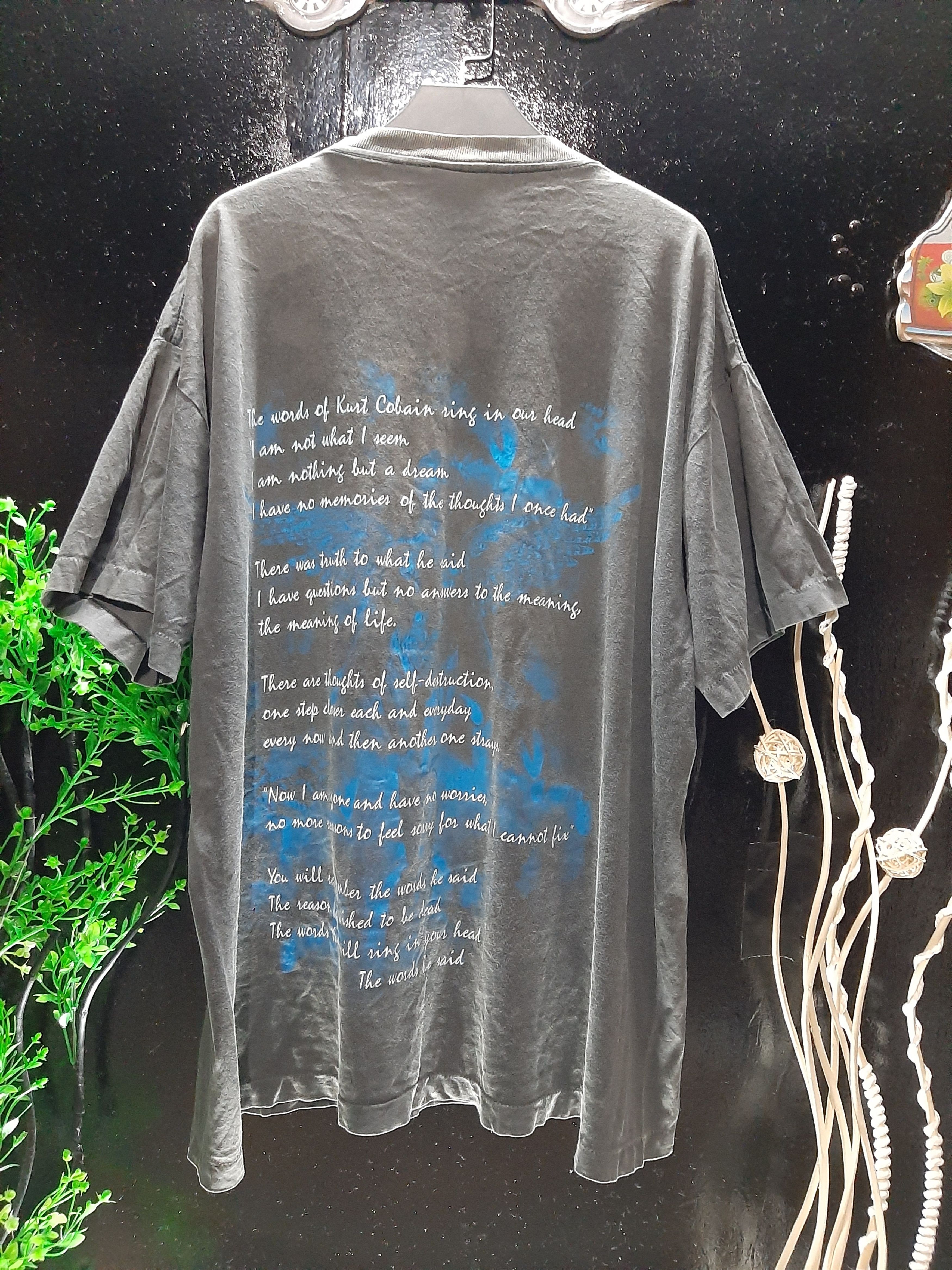 Band Tees × Vintage RARE🔥’90 KURT COBAIN PRINT LIGHT REFLECTION SINGLE STITCH Size US L / EU 52-54 / 3 - 14 Thumbnail